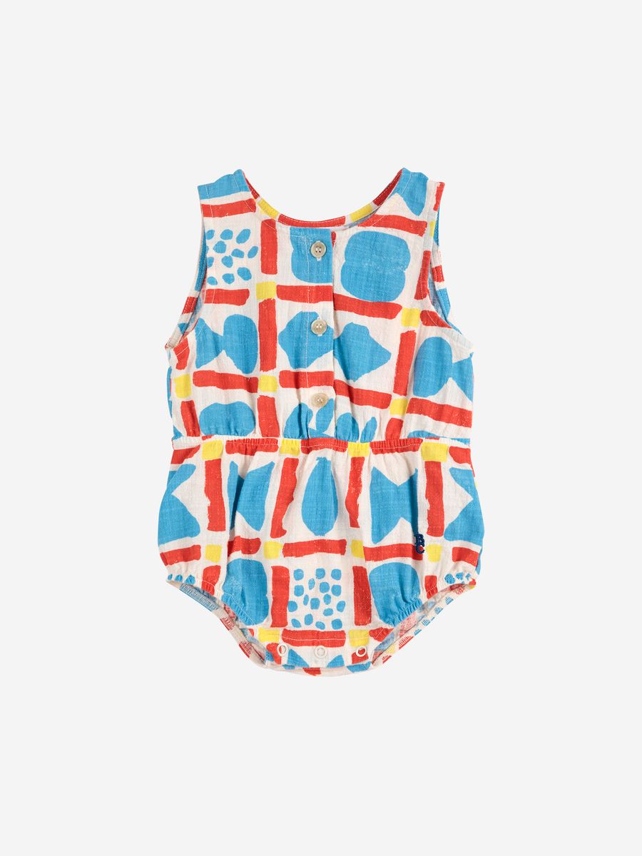 Bobo Choses Geometric Game All Over Woven Romper - Multicolor