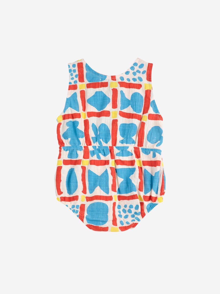 Bobo Choses Geometric Game All Over Woven Romper - Multicolor