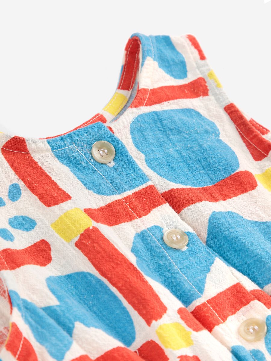 Bobo Choses Geometric Game All Over Woven Romper - Multicolor