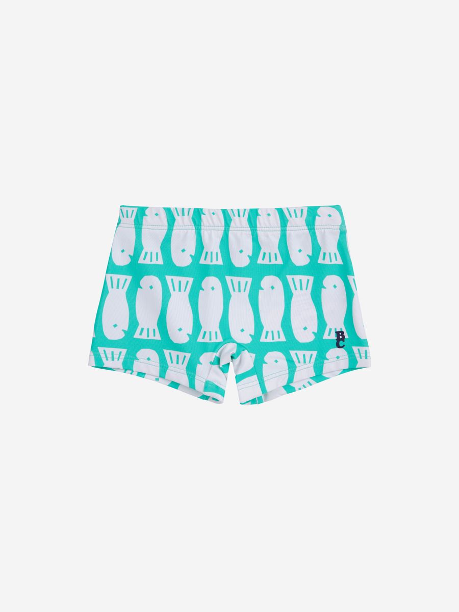 Bobo Choses Lucky Fish All Over Square Cut Swim Shorts - Light Green
