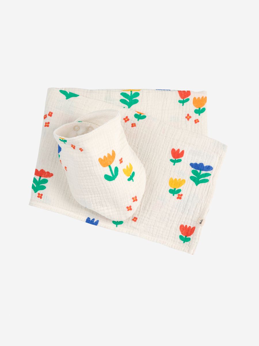 Bobo Choses Garden Party All Over Muslin & Bib Set - Off White