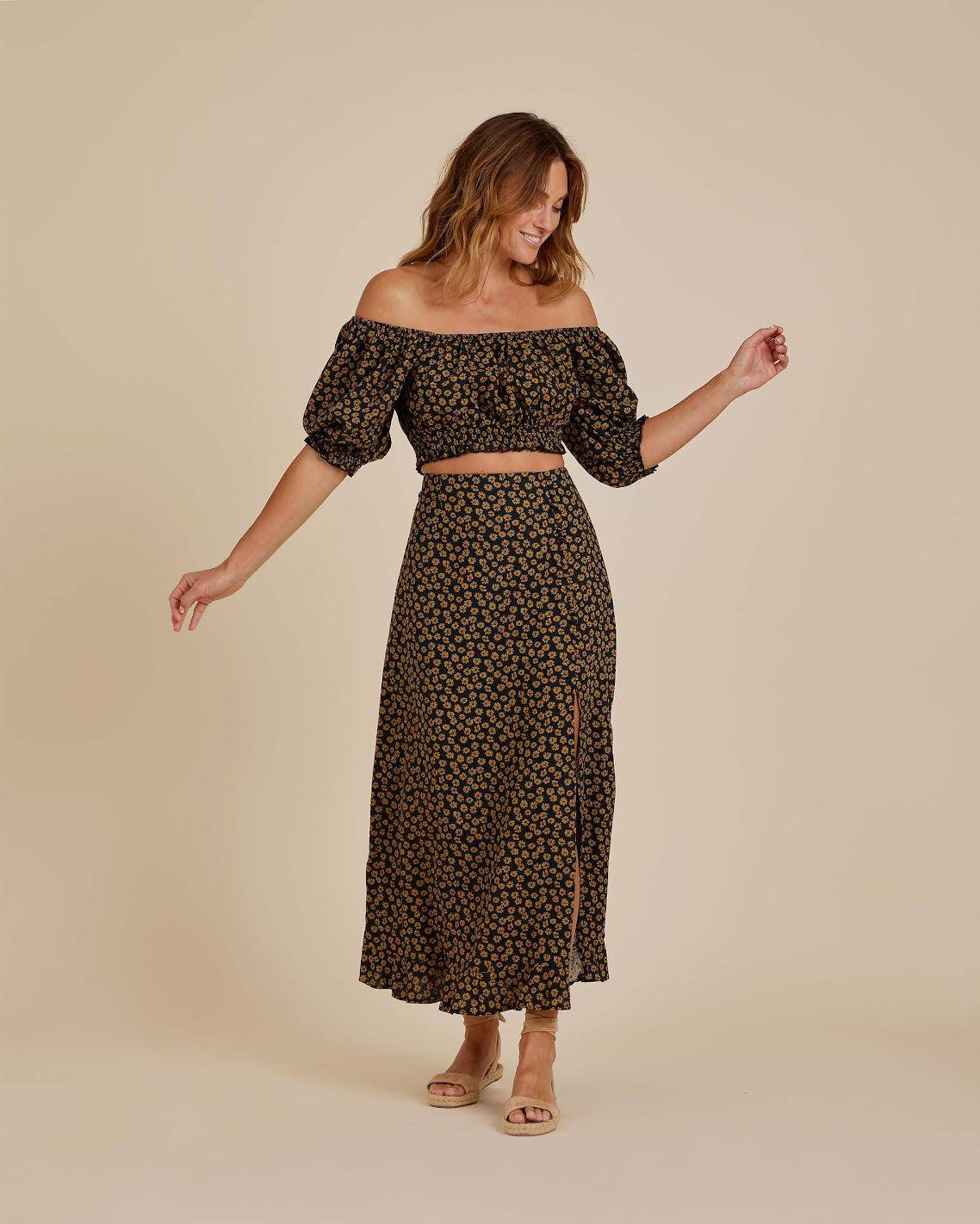 Rylee + Cru Sazan Top - Black Floral