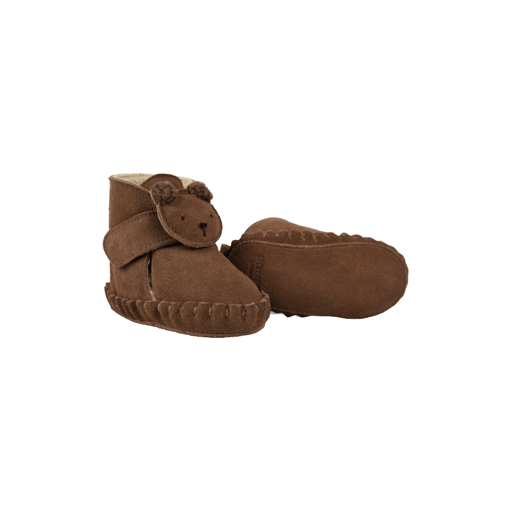 Donsje Pouty Booties Fluffy | Bear - Teddy Brown Suede