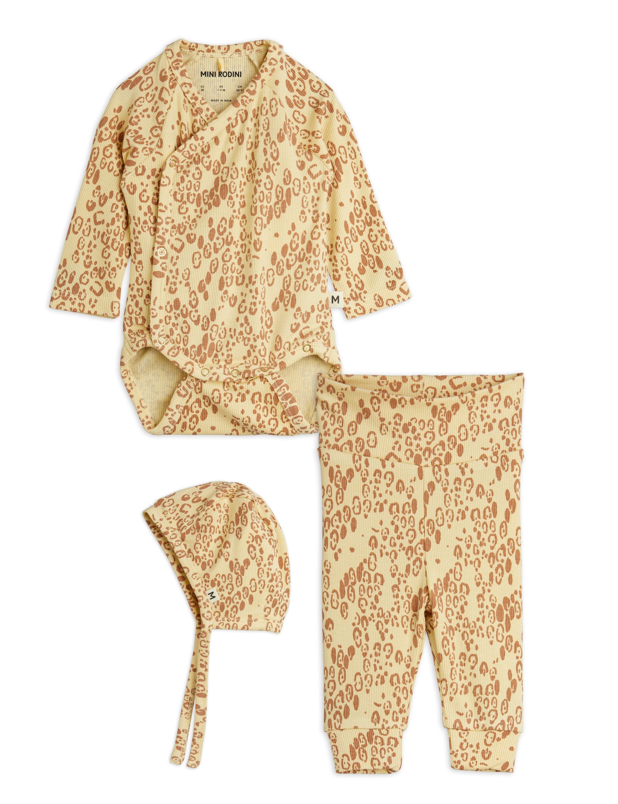 Mini Rodini Mini Leopard All Over Print Baby Kit - Beige