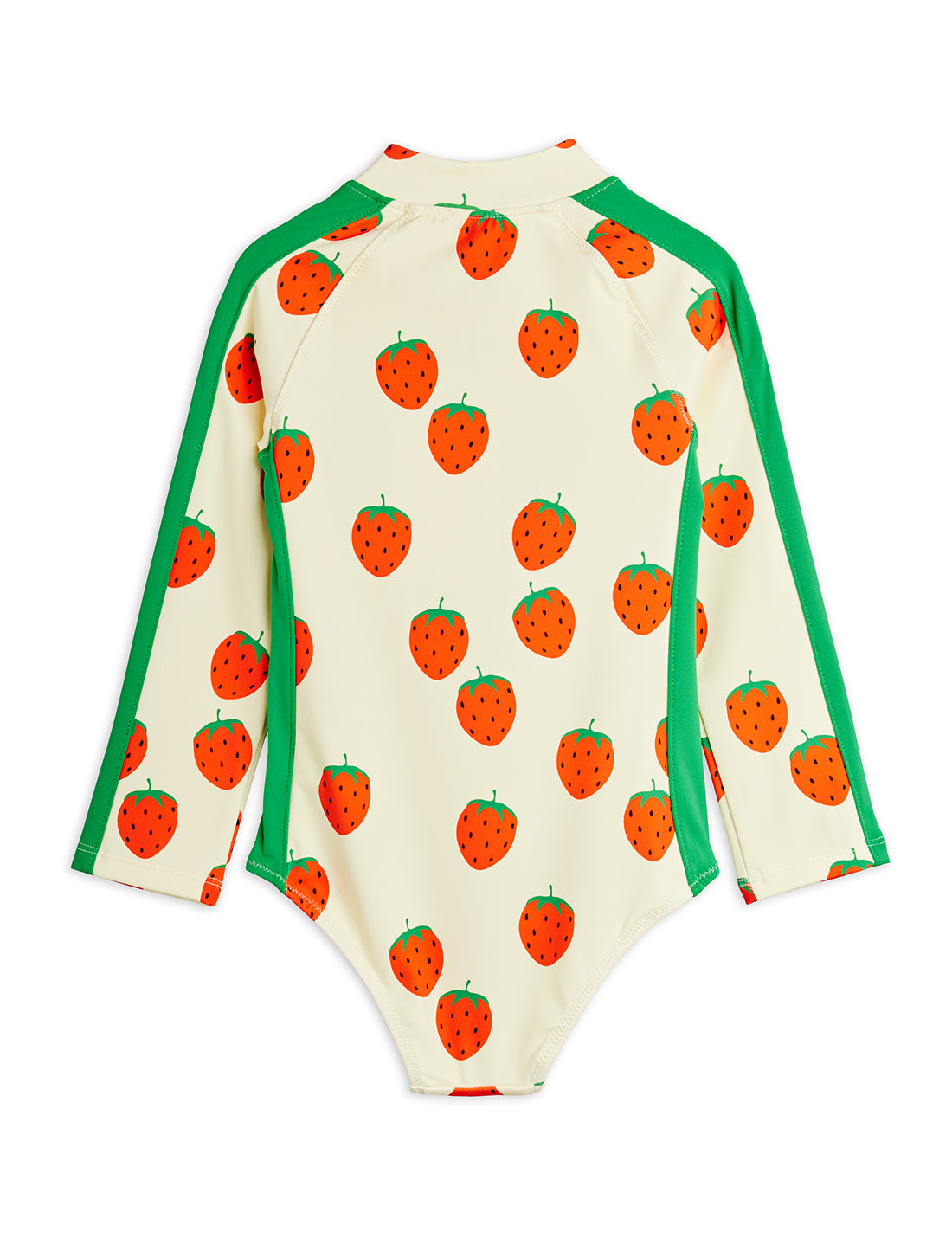 Mini Rodini Strawberries AOP Long Sleeve Swimsuit - Off-white
