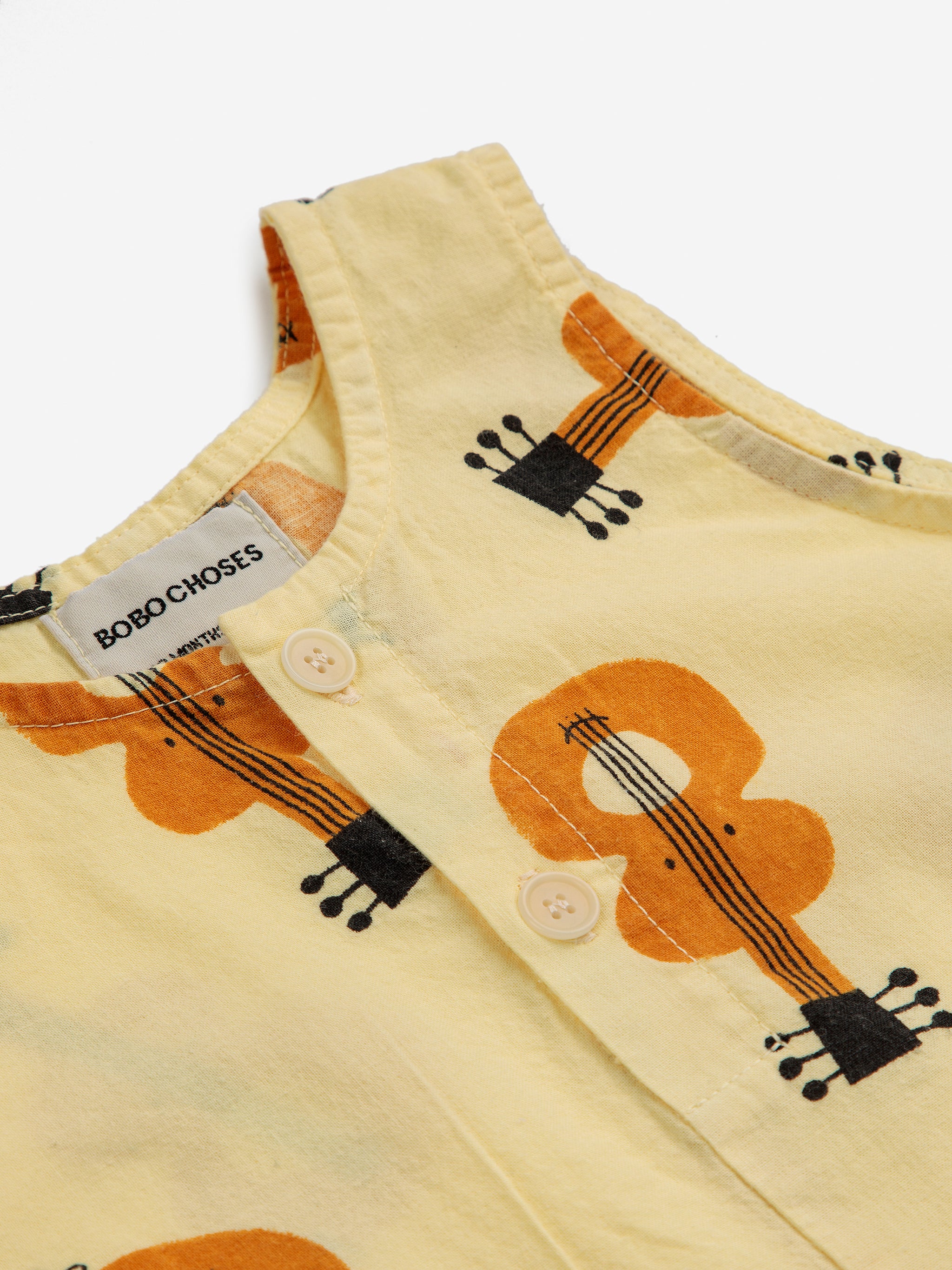 Bobo Choses Baby Acoustic Guitar All Over Woven Playsuit - Light Yellow