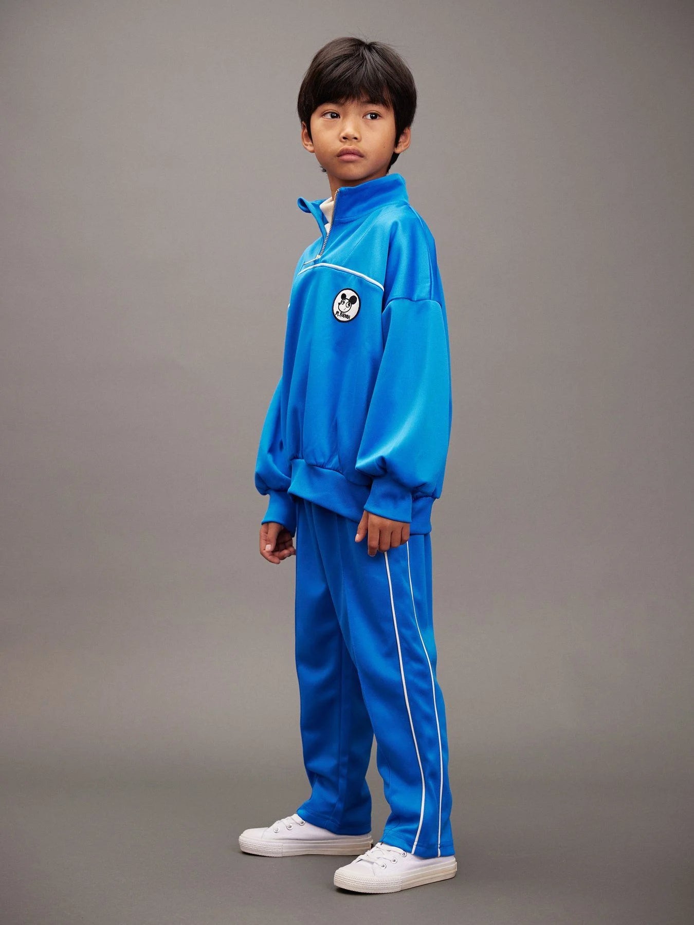 Mini Rodini Ritzratz Patch Half Zip Sweatshirt - Blue