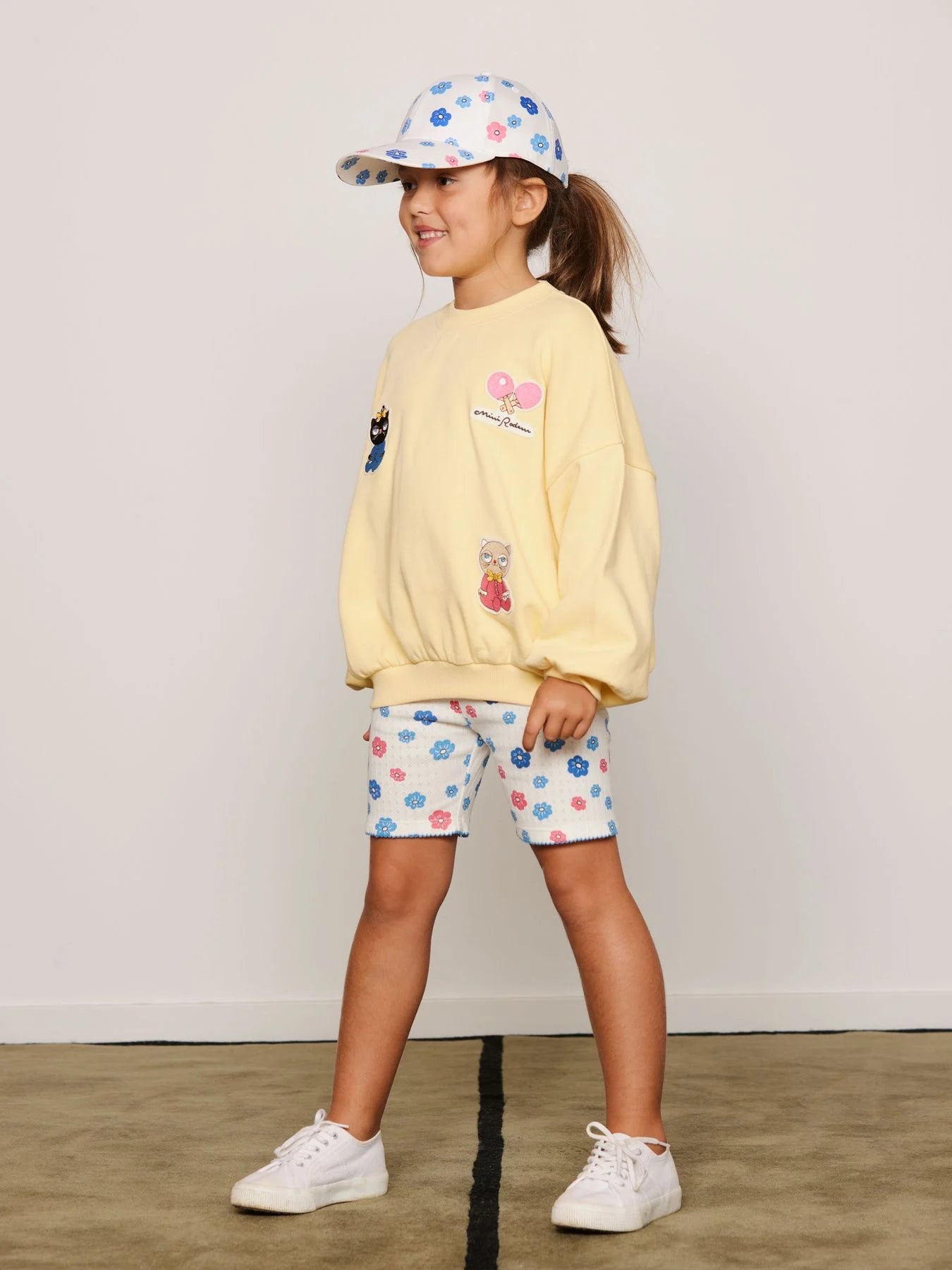 Mini Rodini Flowers Aop Picot Edge Pointelle Bike Shorts - Multi
