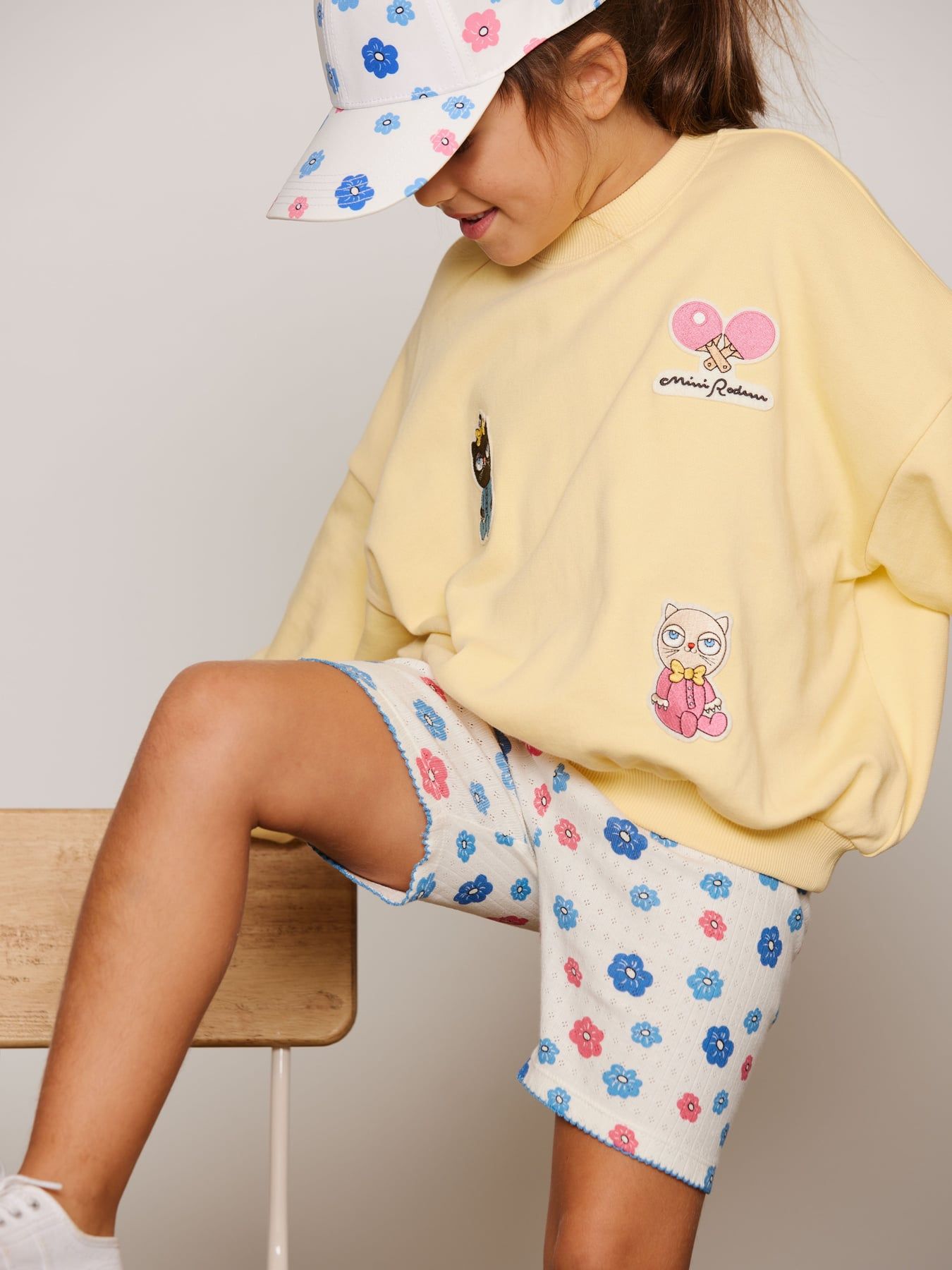 Mini Rodini Flowers Aop Picot Edge Pointelle Bike Shorts - Multi