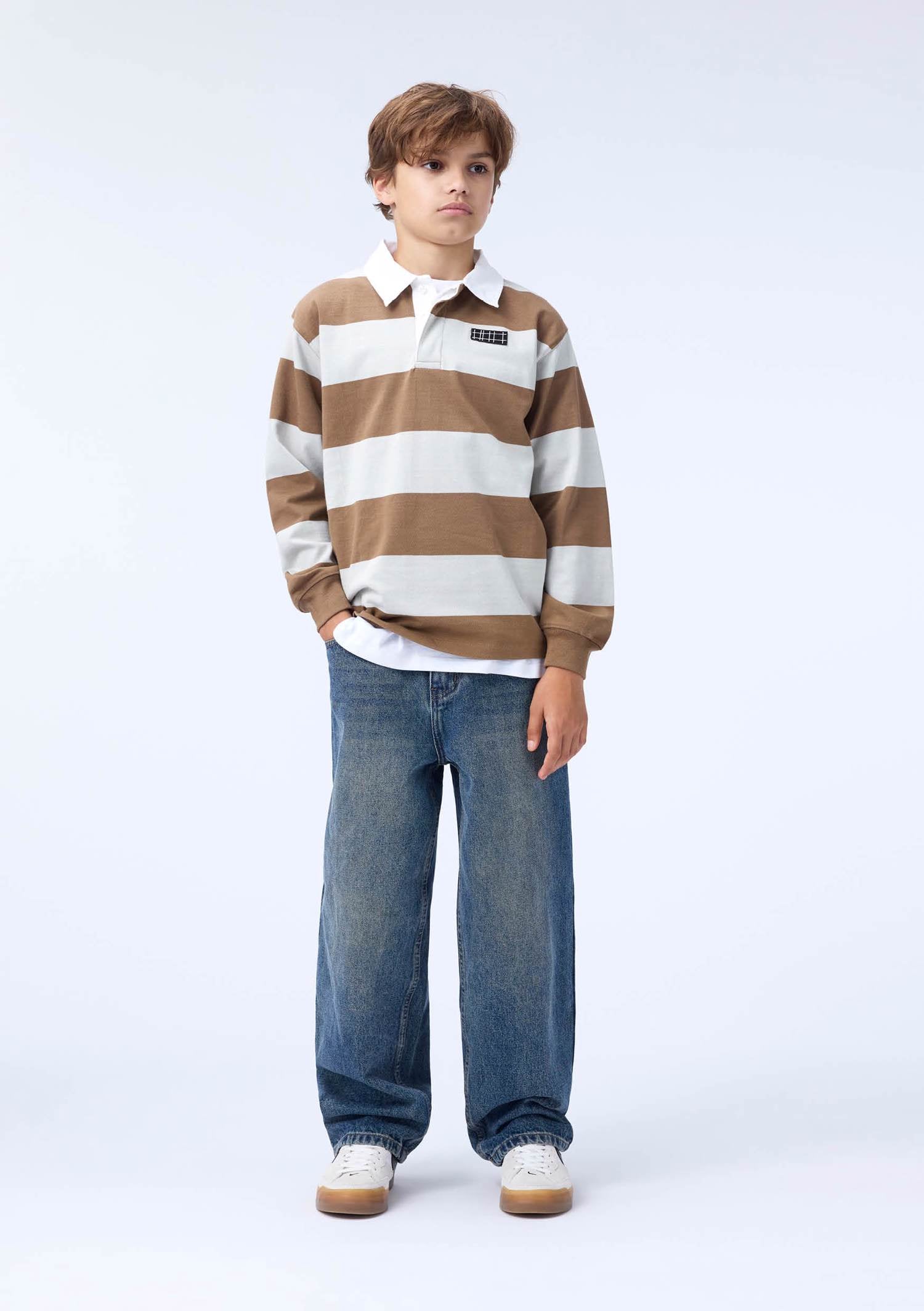 Molo Relz Long Sleeve Polo Shirt - Fawn Moon