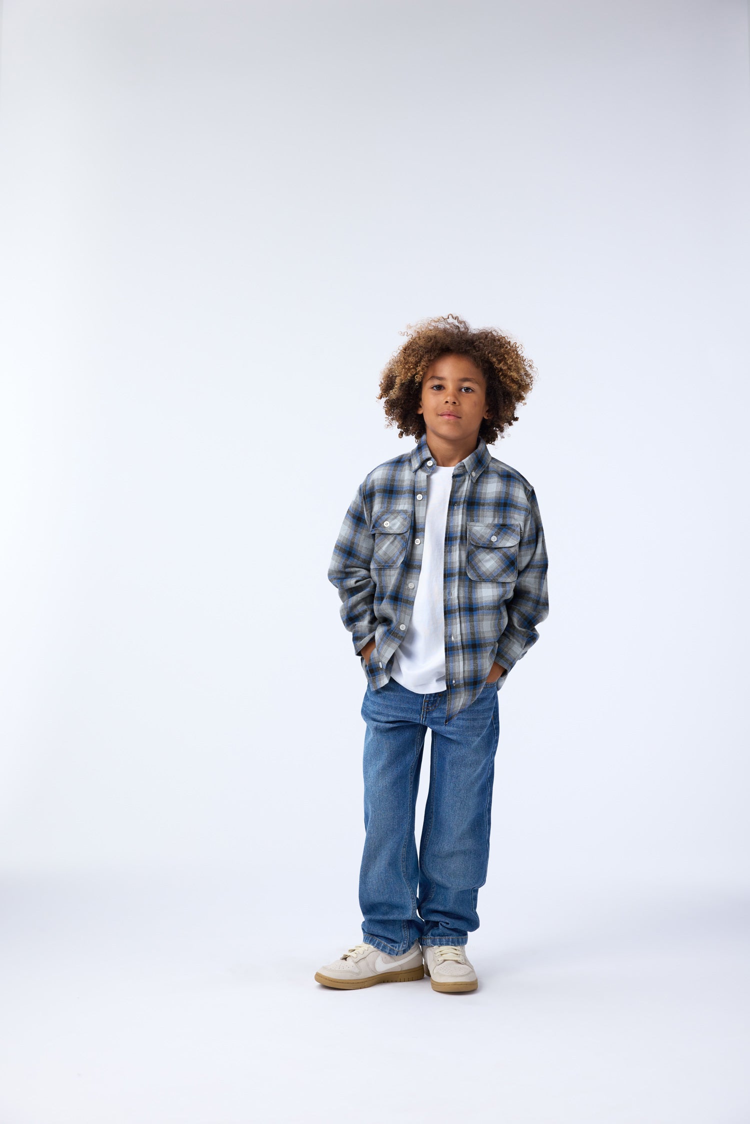 Molo Rozzy Long Sleeve Shirt - Moon Blue Check