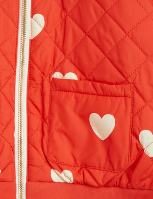 Mini Rodini Hearts All Over Print Baseball Jacket - Red
