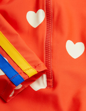 Mini Rodini Hearts Long Sleeve Uv Swimsuit - Red