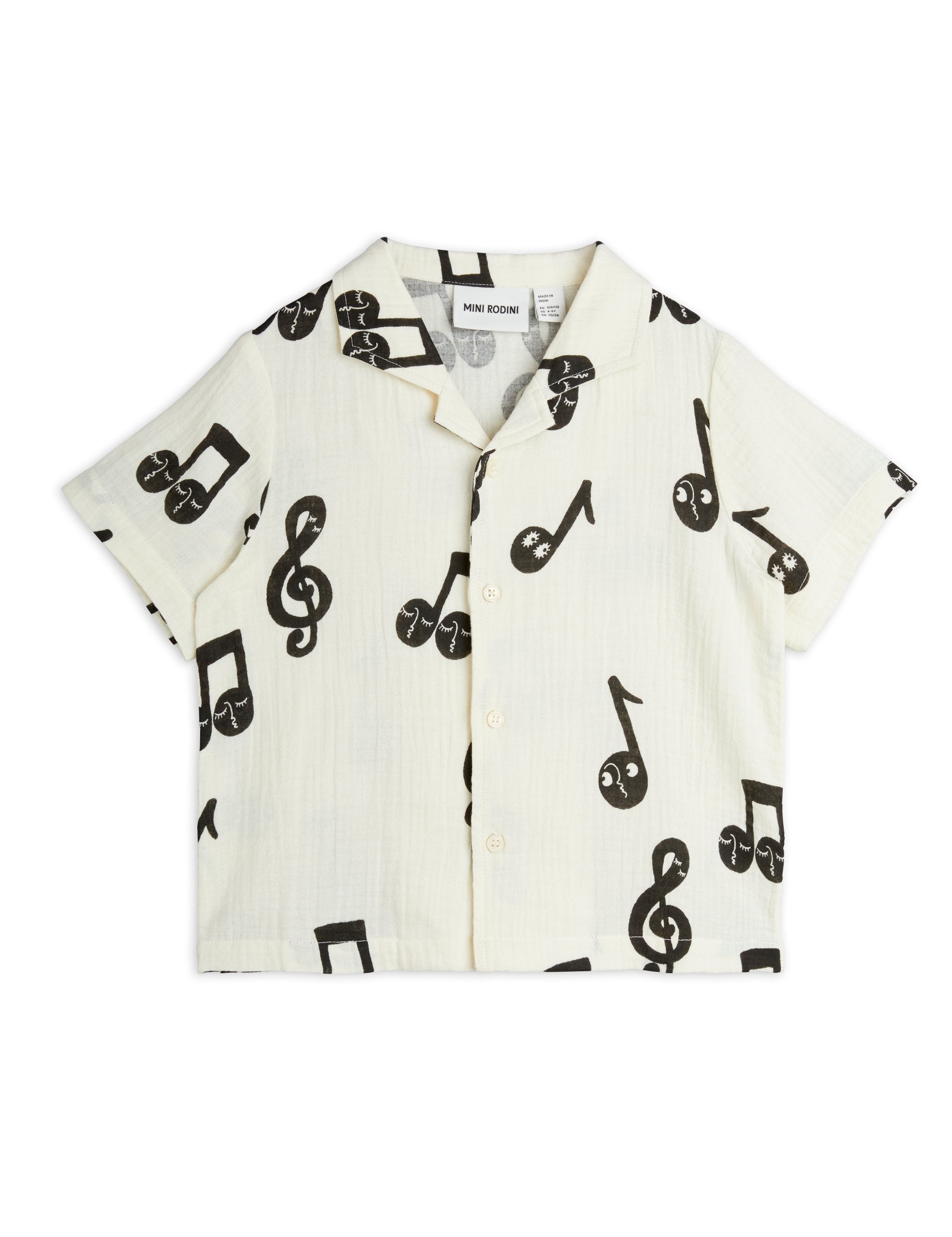 Mini Rodini Note AOP Muslin Short Sleeve Shirt