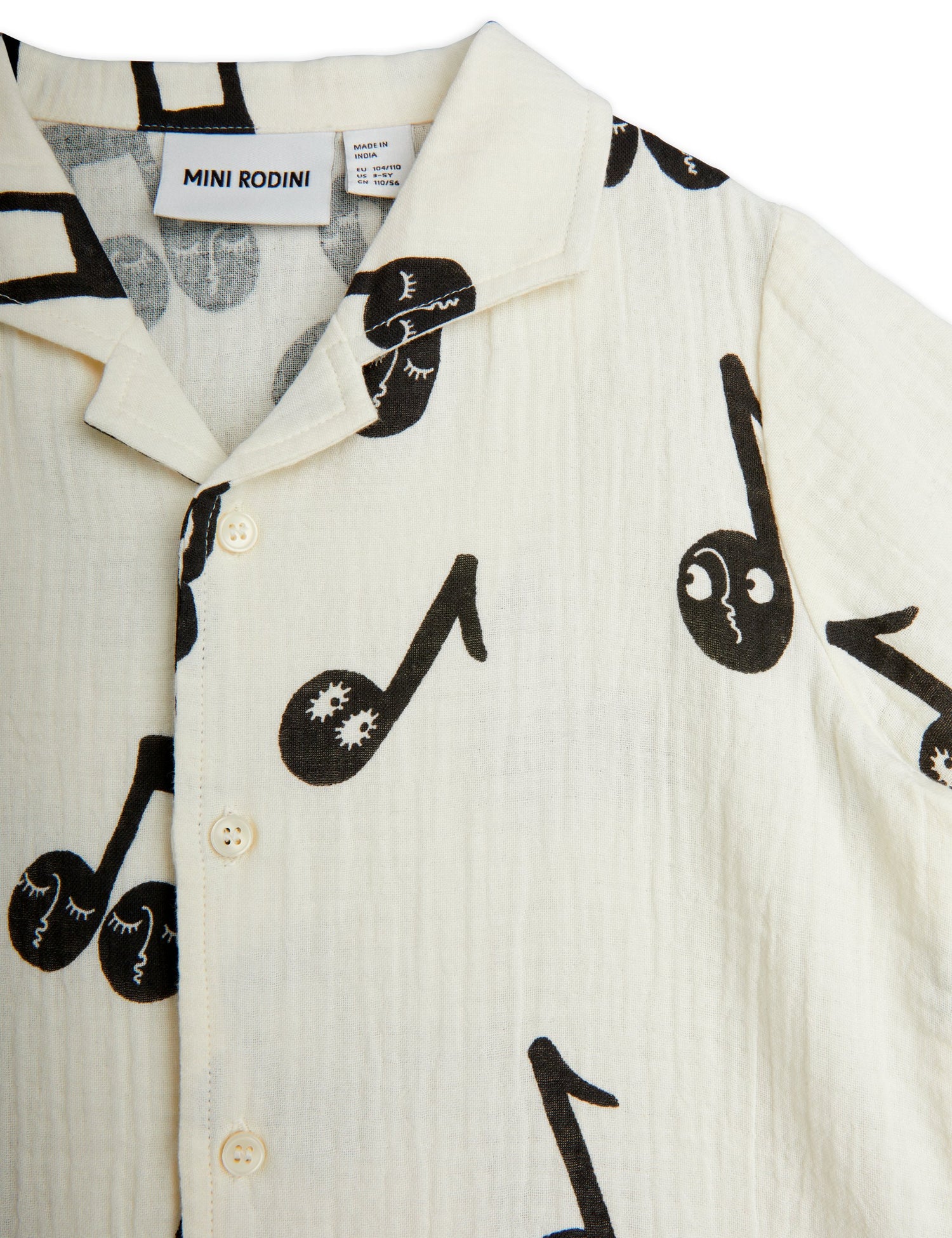 Mini Rodini Note AOP Muslin Short Sleeve Shirt