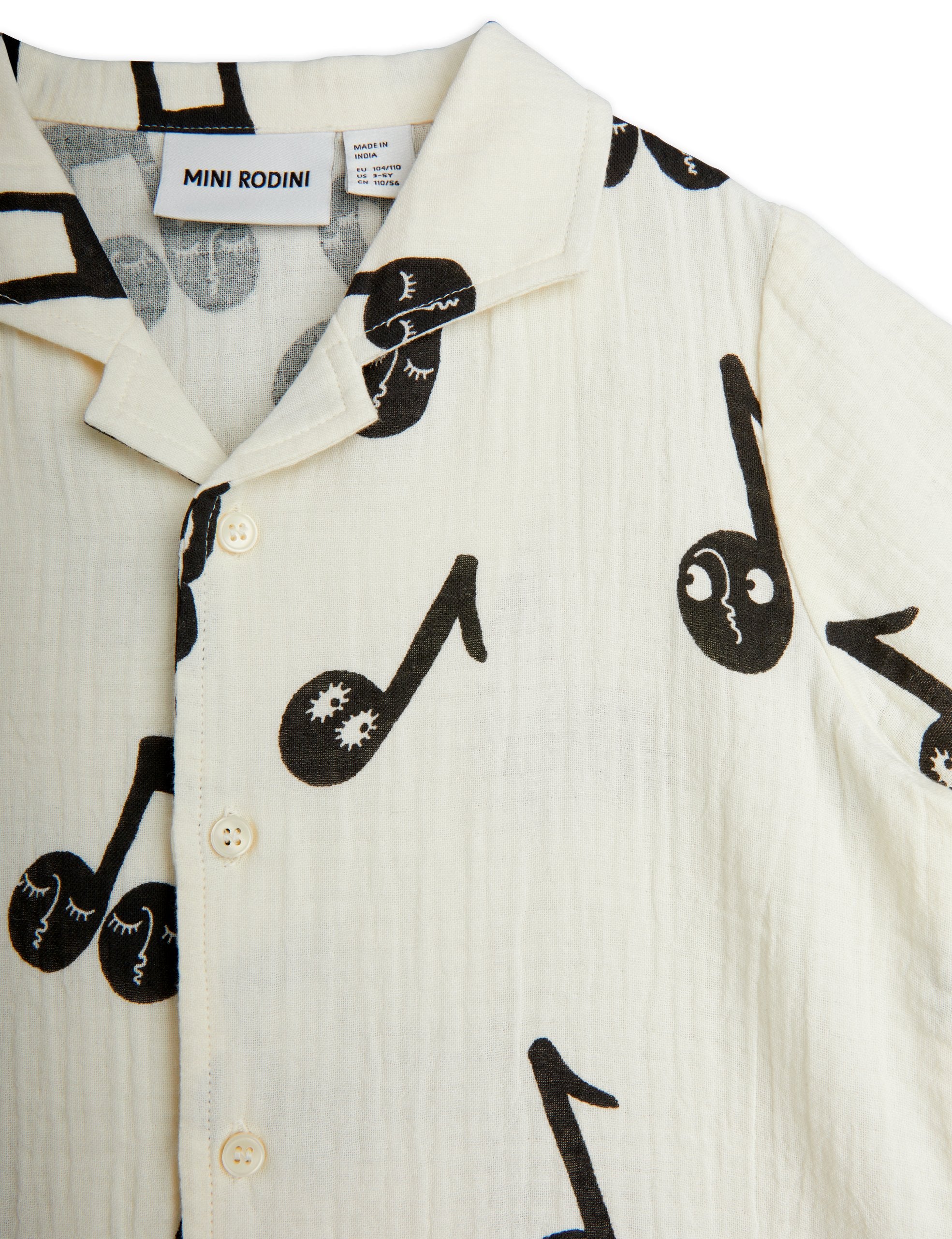 Mini Rodini Note AOP Muslin Short Sleeve Shirt