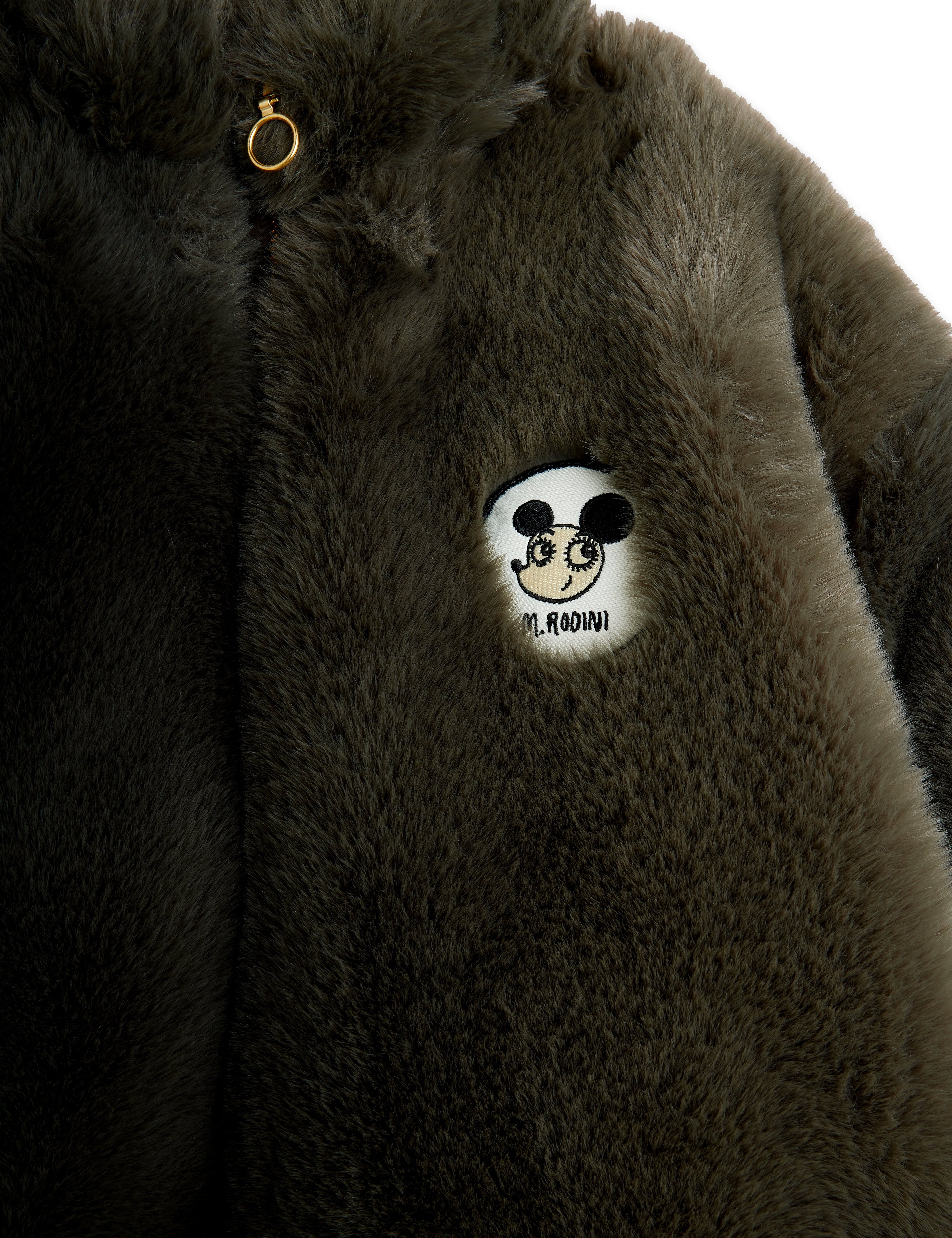 Mini Rodini Ritzratz Patch Faux Fur Jacket -