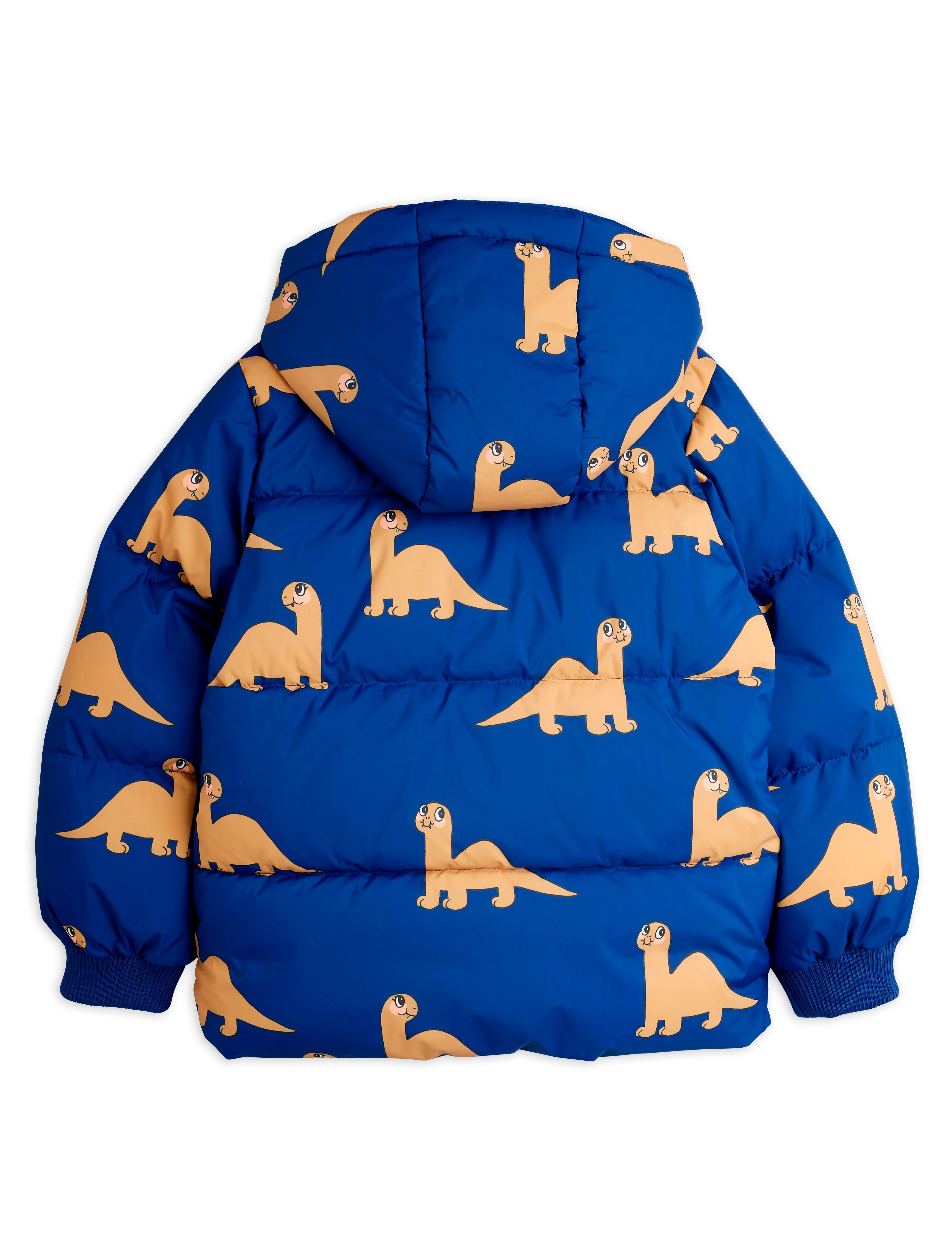 Mini Rodini Dinos All Over Print Hooded Puffer - Blue