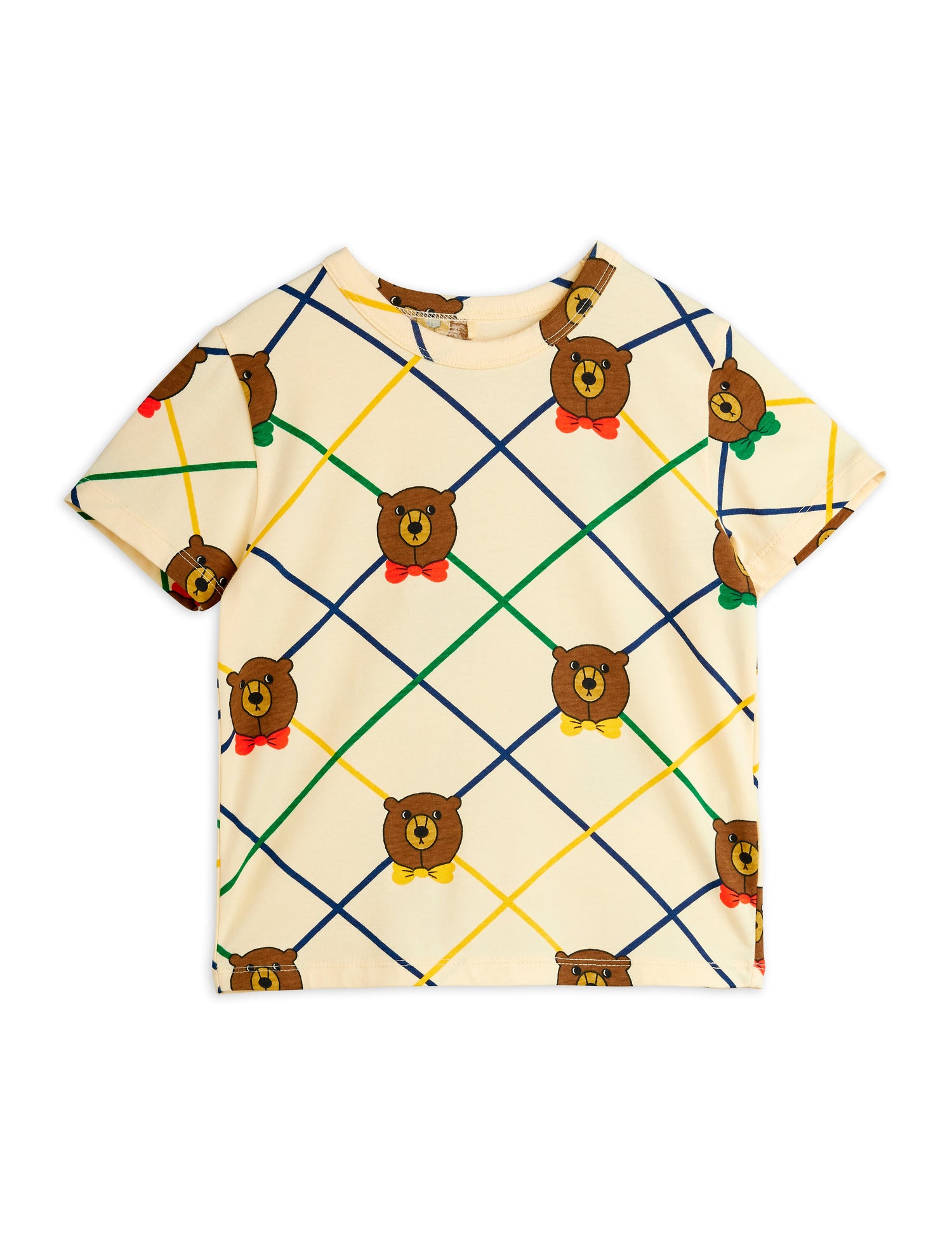 Mini Rodini Bear Check All Over Print Short Sleeve Tee -