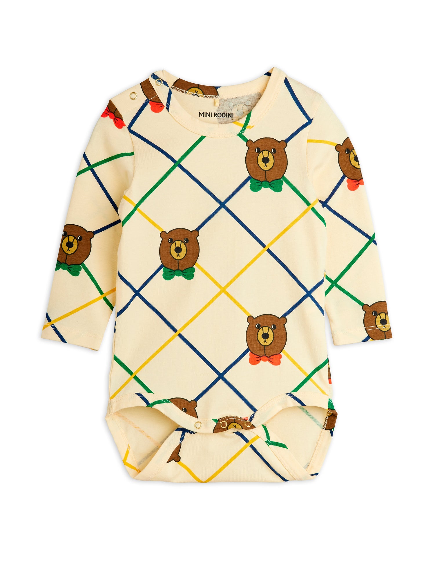Mini Rodini Bear Check All Over Print Long Sleeve Body -