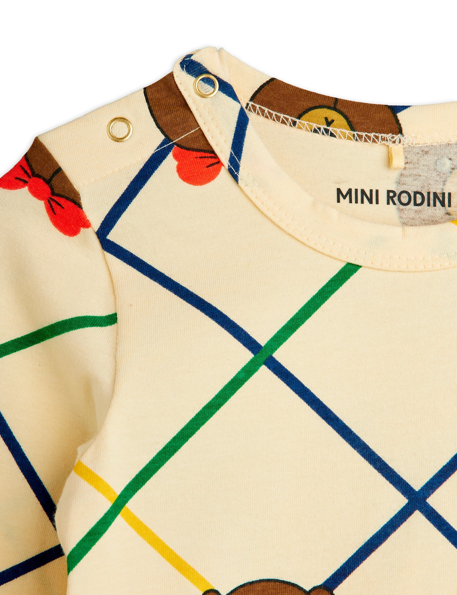 Mini Rodini Bear Check All Over Print Long Sleeve Body -