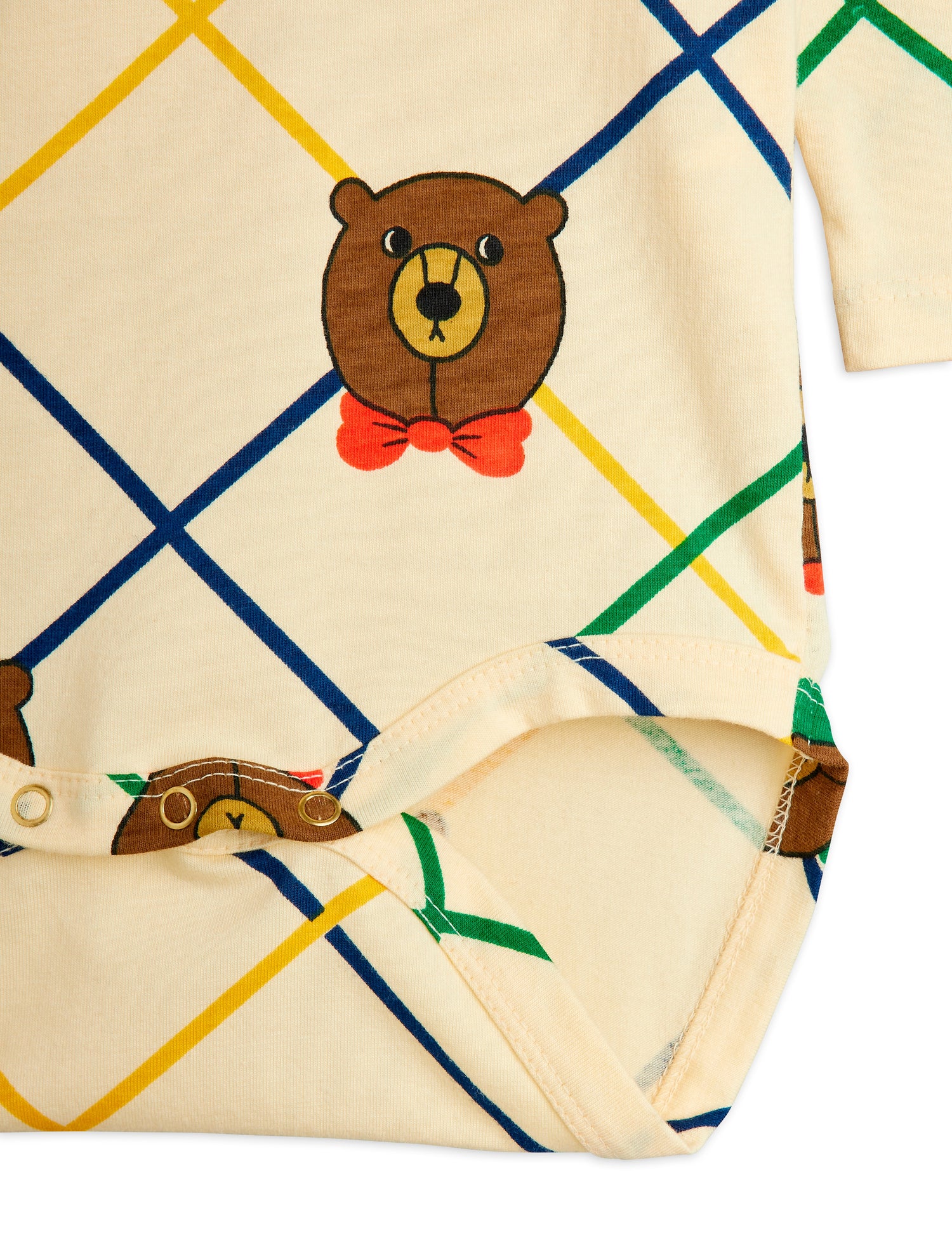 Mini Rodini Bear Check All Over Print Long Sleeve Body -
