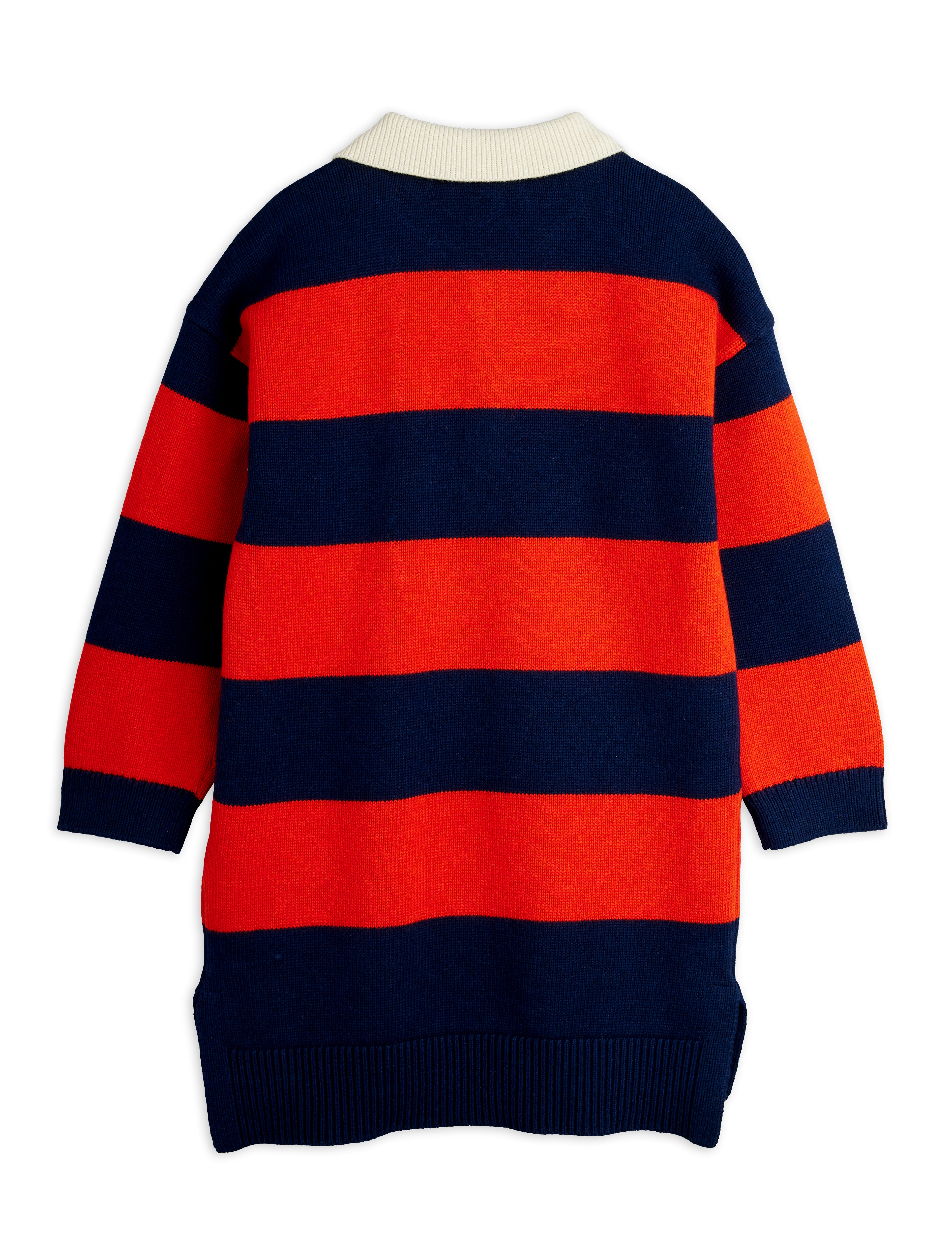 Mini Rodini Clover Embroidered Knitted Rugby Long Sleeve Dress