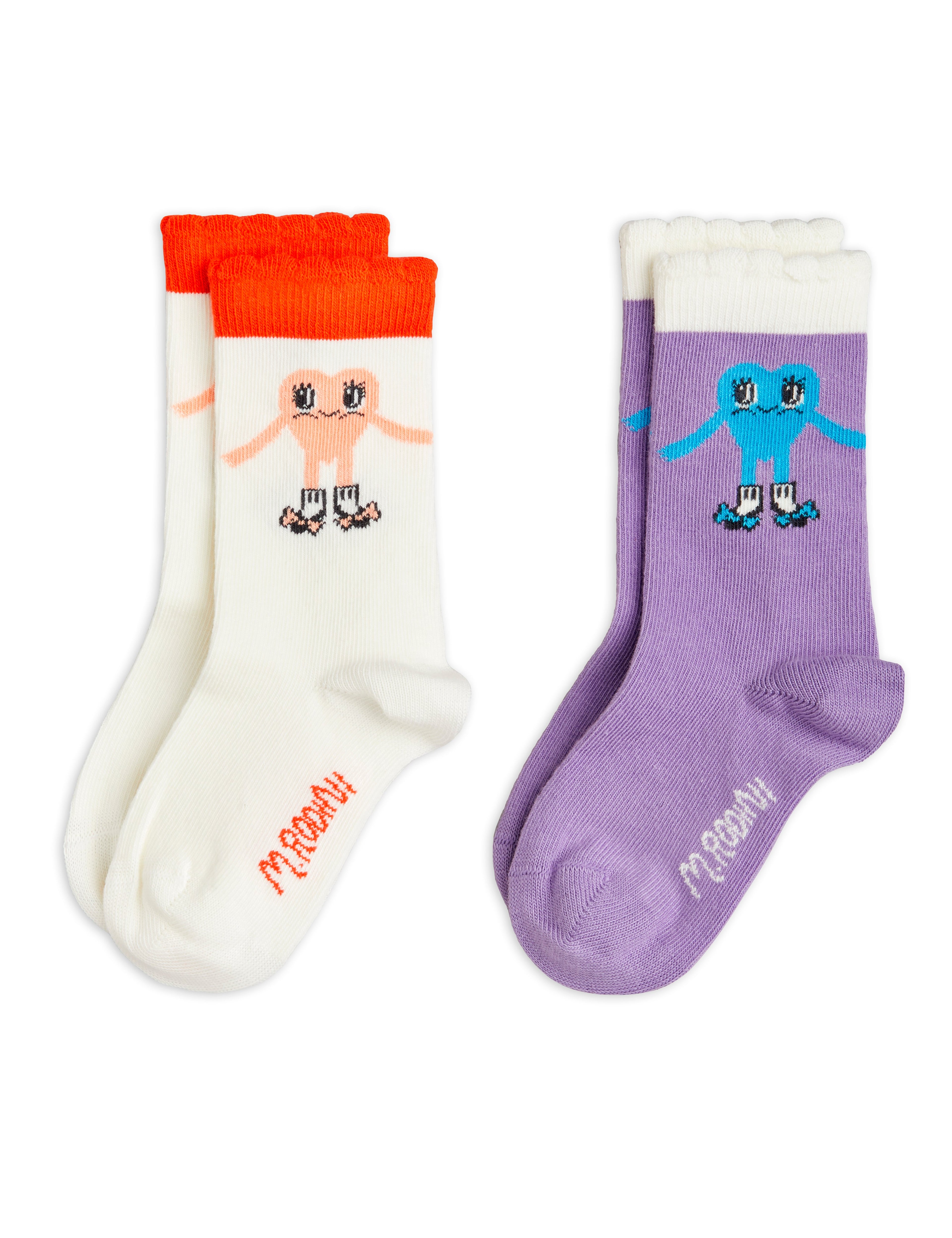 Mini Rodini Heart In Shoes 2-Pack Socks - Multi