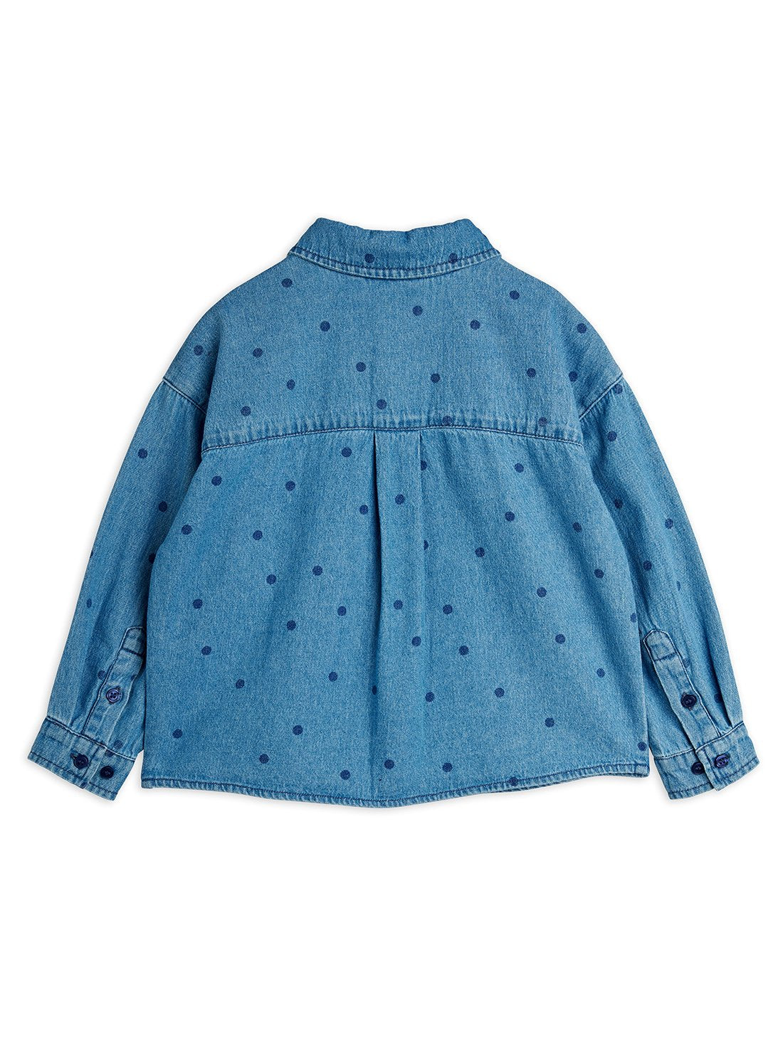 Mini Rodini Lw Denim Dots All Over Print Long Sleeve Shirt - Blue
