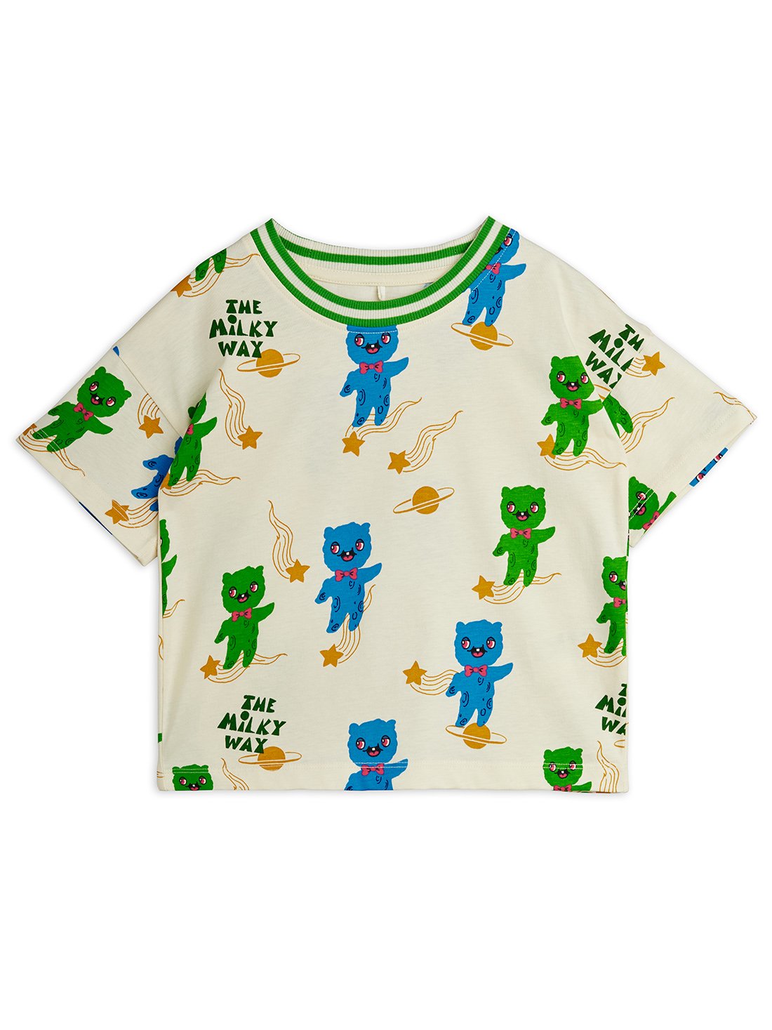 Mini Rodini Aliens All Over Print Short Sleeve Tee - Off White