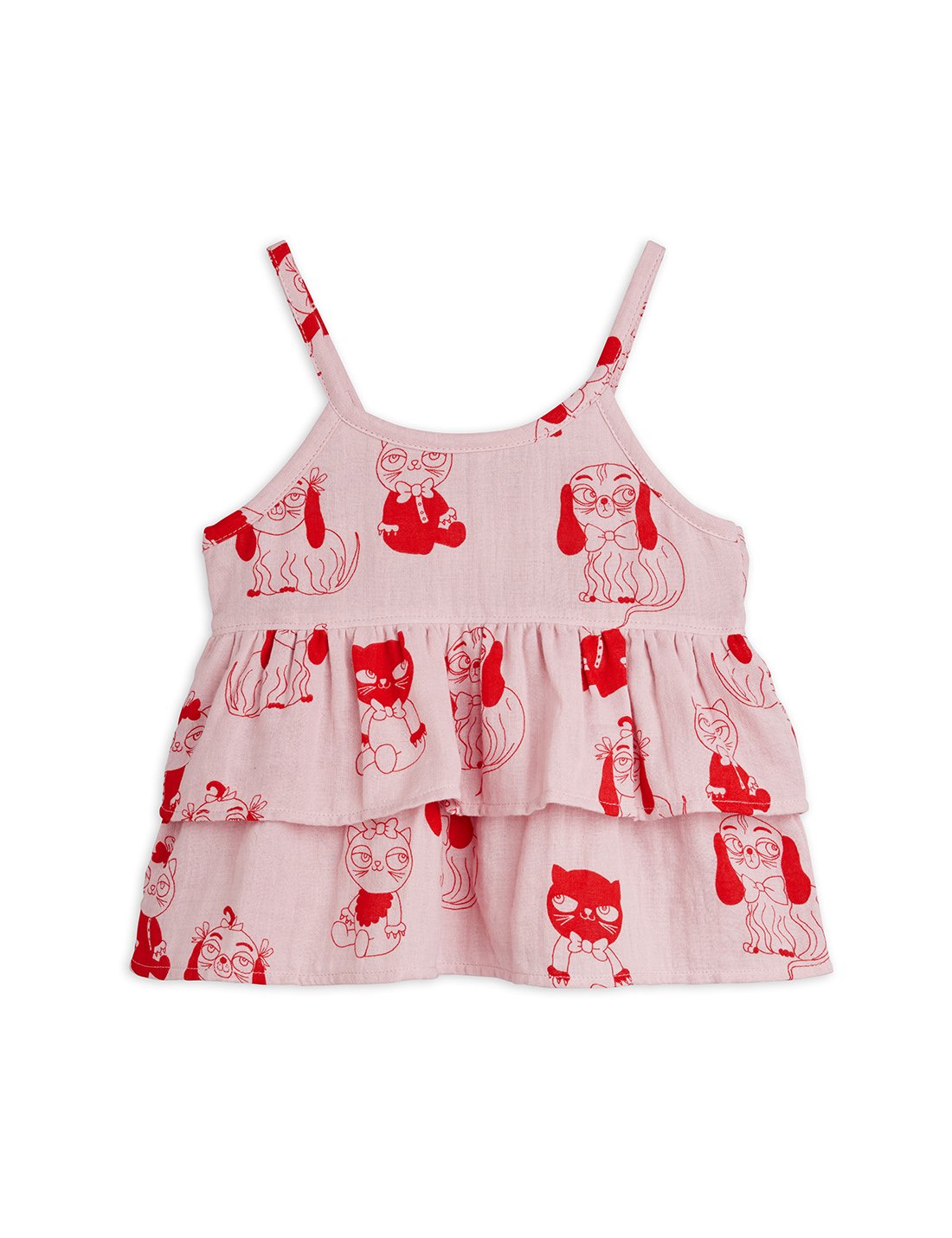 Mini Rodini Minibabies Aop Woven Frill Tank - Pink