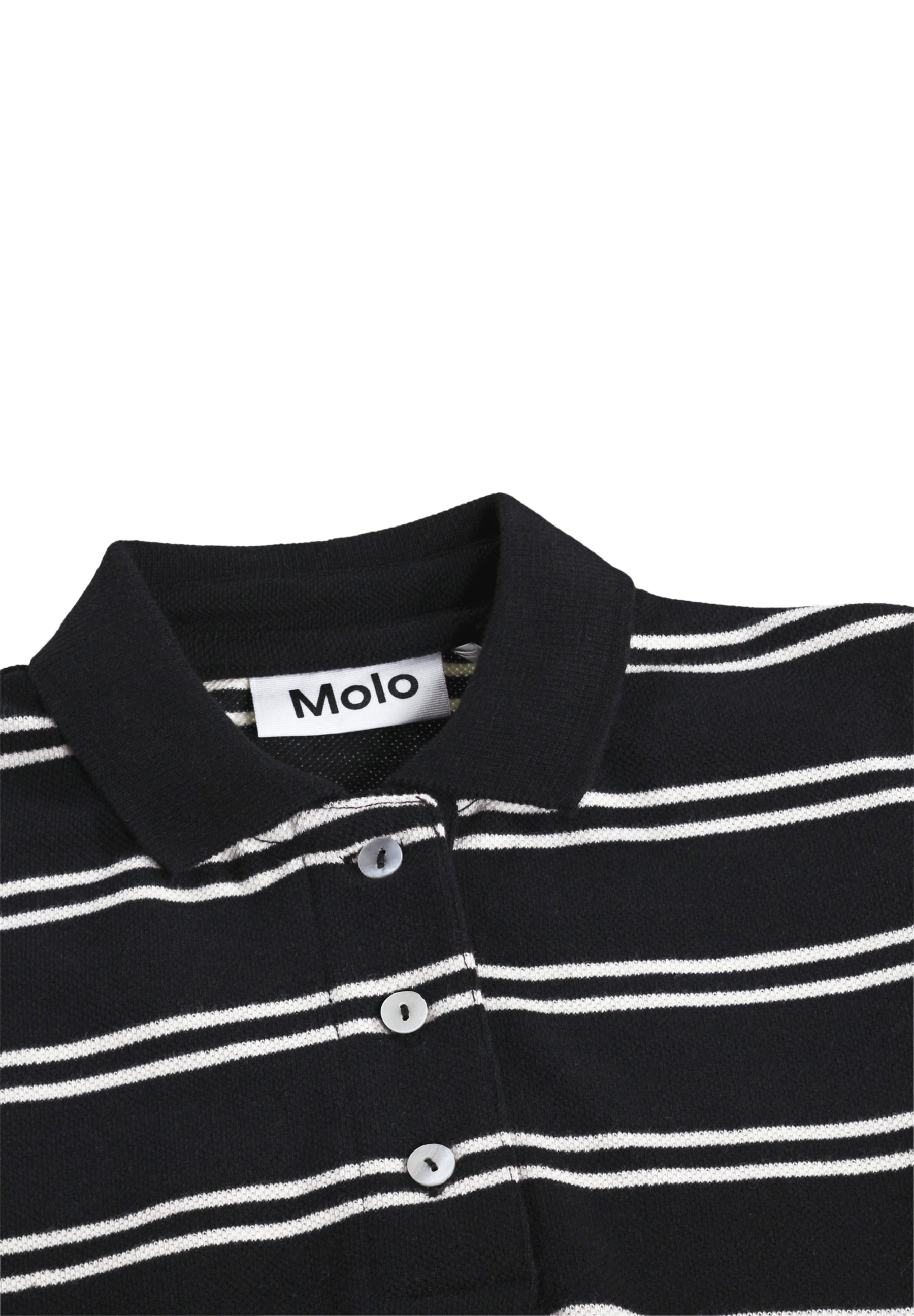 Molo Raki Short Sleeve Polo Shirt - Black Ivory Stripe