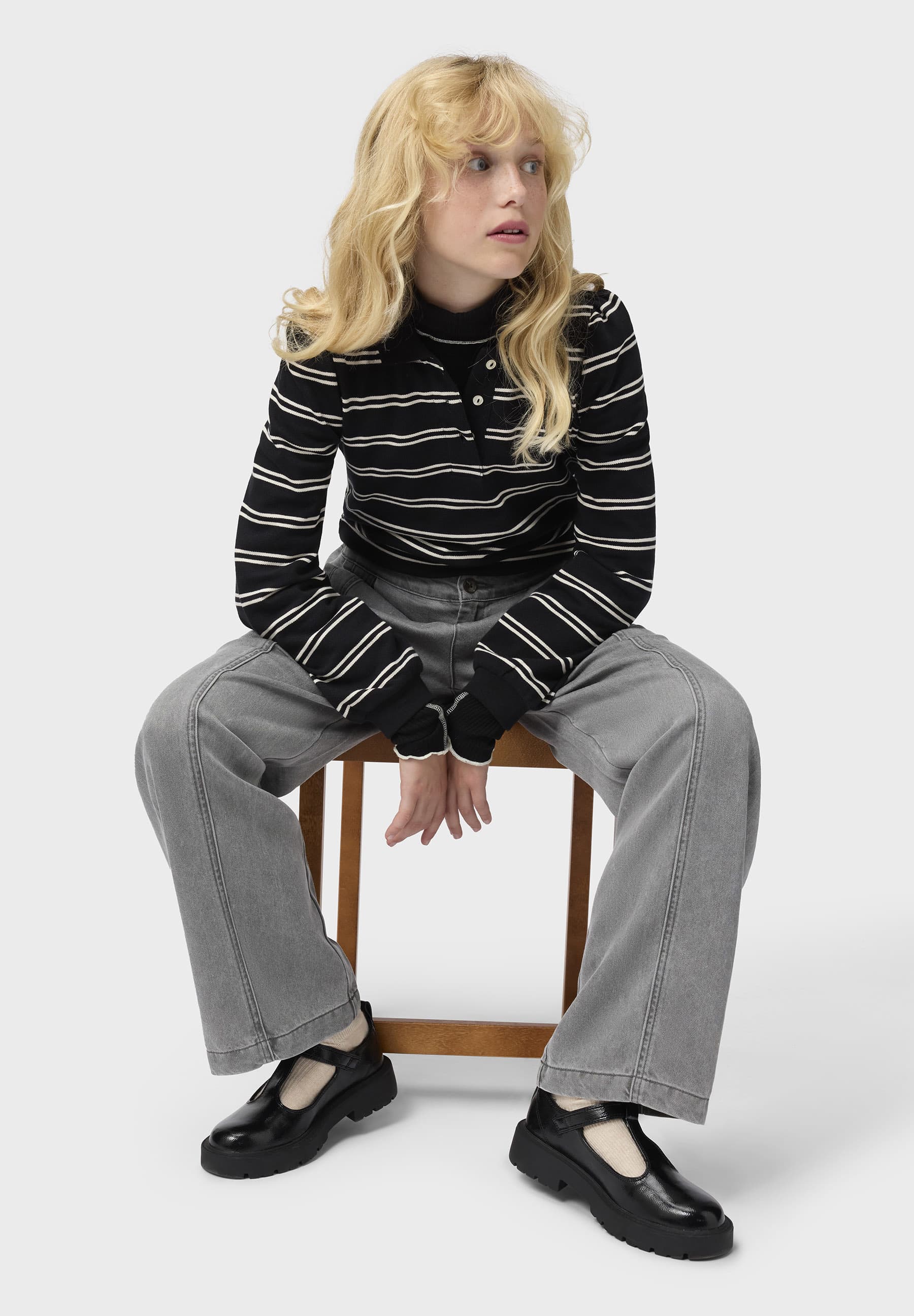 Molo Ravi Polo - Black Ivory Stripe