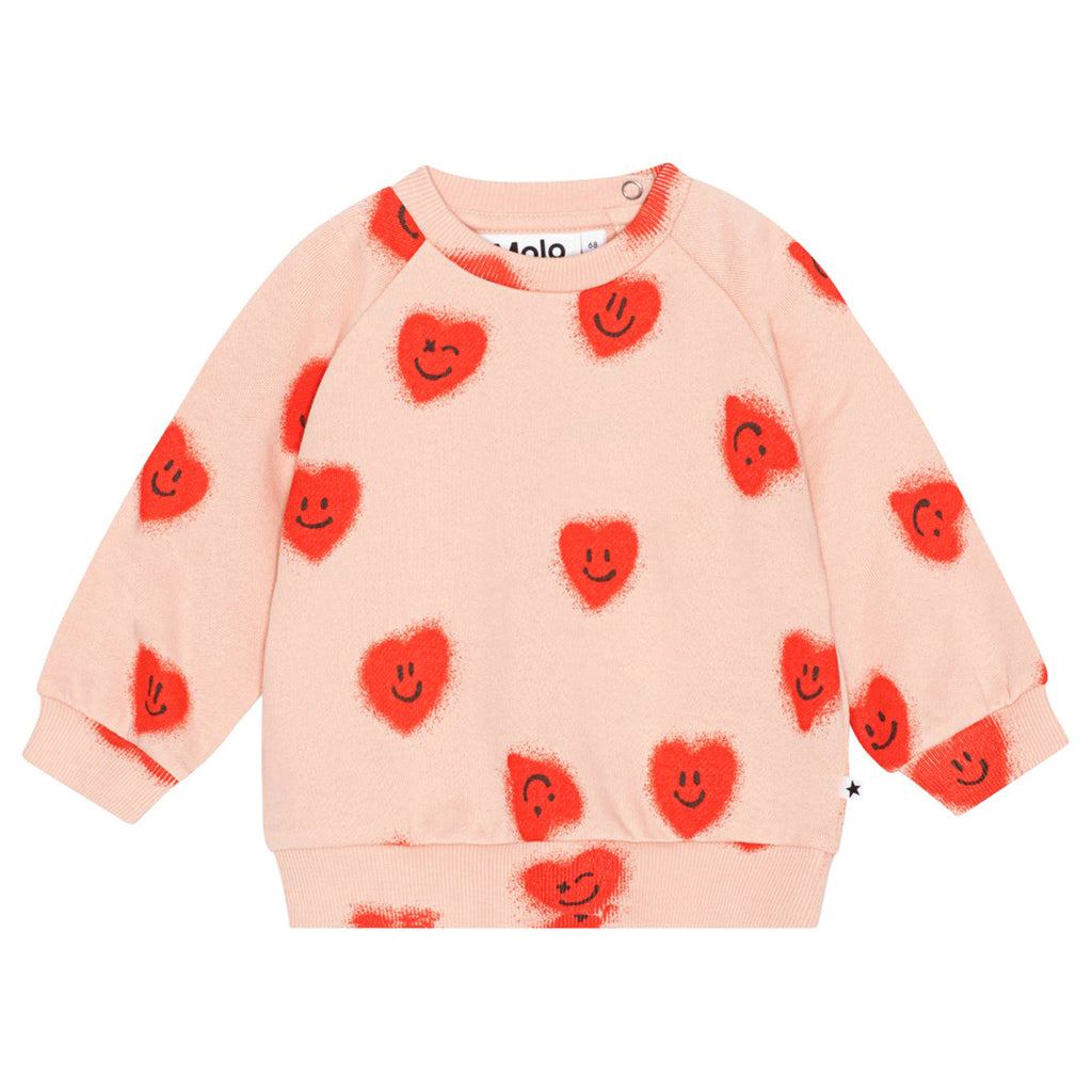 Molo Disc Baby Sweatshirt - Red Hearts