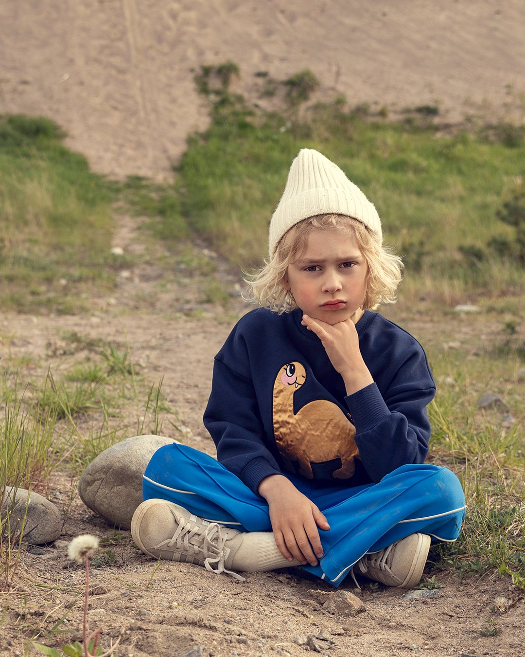 Mini Rodini Dino Application Sweatshirt - Blue