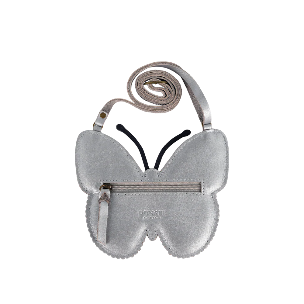 Donsje Alja Purse Vlinder - Silver Grey Metallic Leather