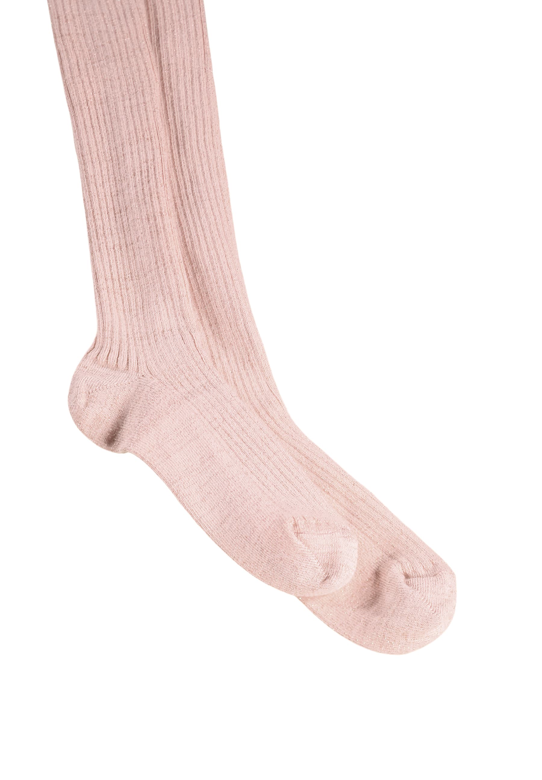 Molo Glitter Rib Tights - Petal Blush