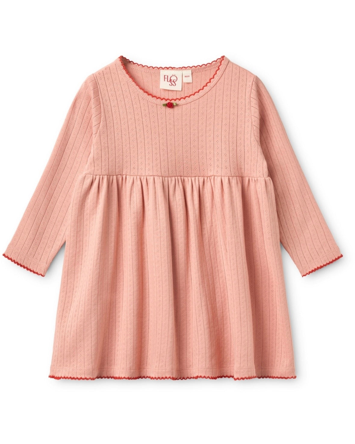 Flöss Liva Pointelle Long Sleeve Dress - Warm Pink