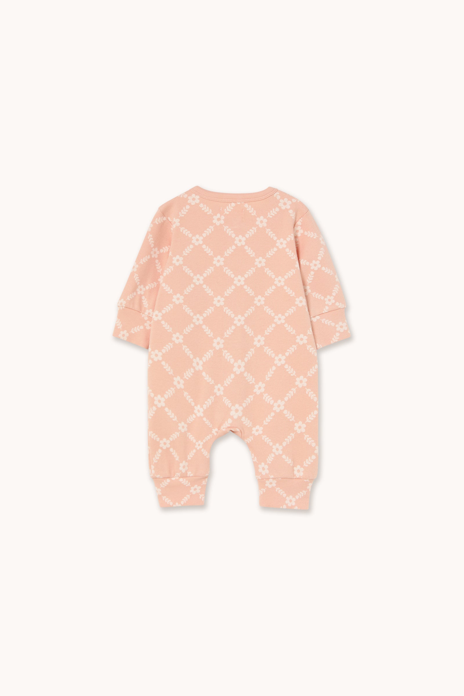 Tiny Cottons Flower Grid Rib One Piece - Wild Rose
