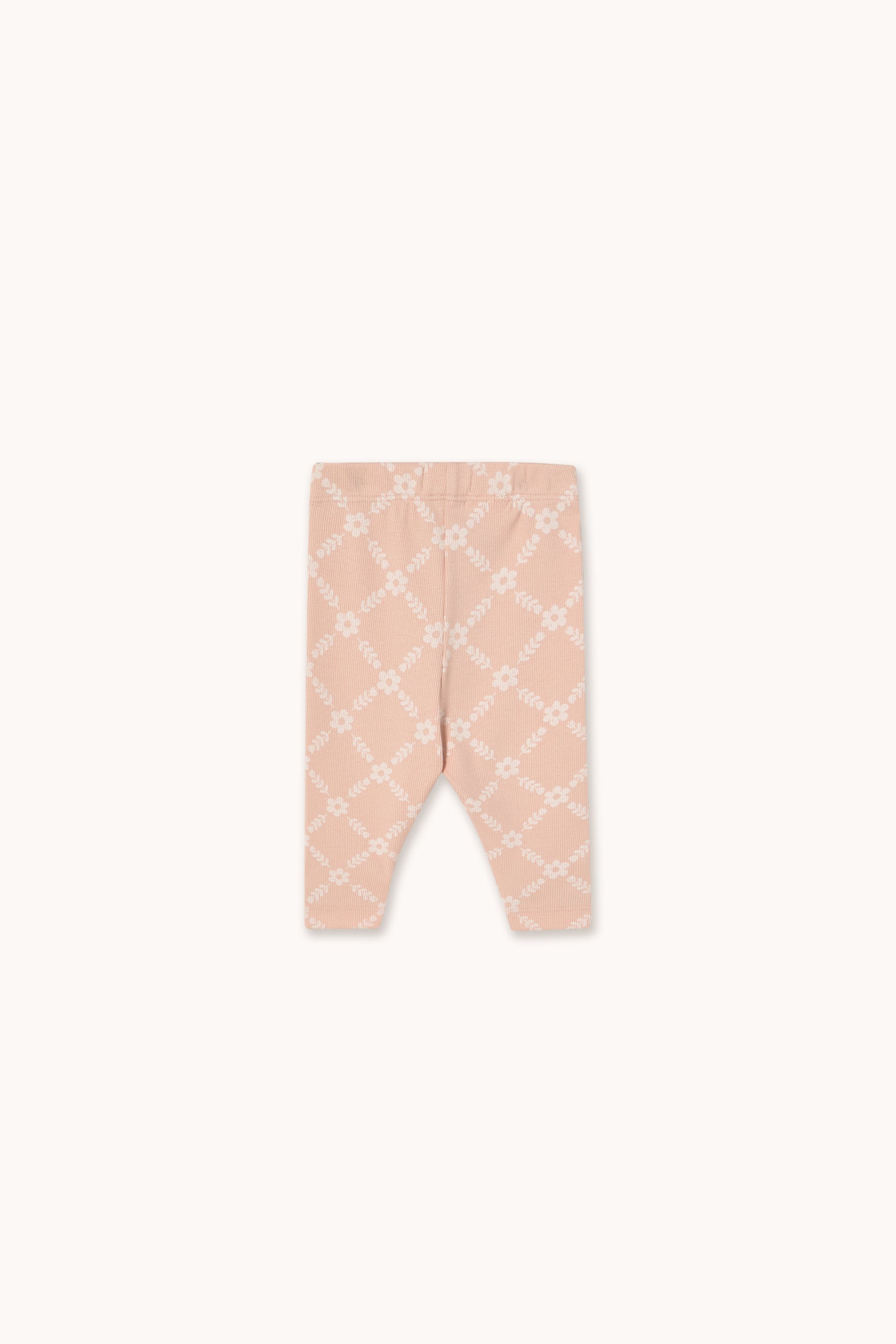 Tiny Cottons Flower Grid Rib Baby Pant - Wild Rose