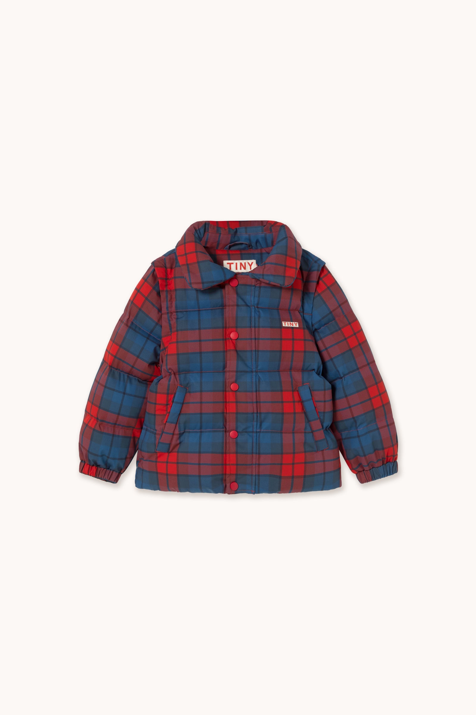 Tiny Cottons Check Short Padded Jacket - Multicolor
