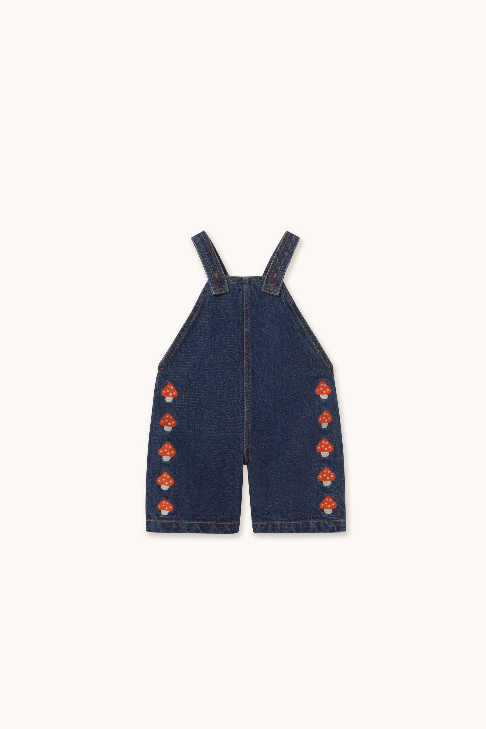 Tiny Cottons Mini Mushrooms Embroidered Dungaree - Denim Dark Wash