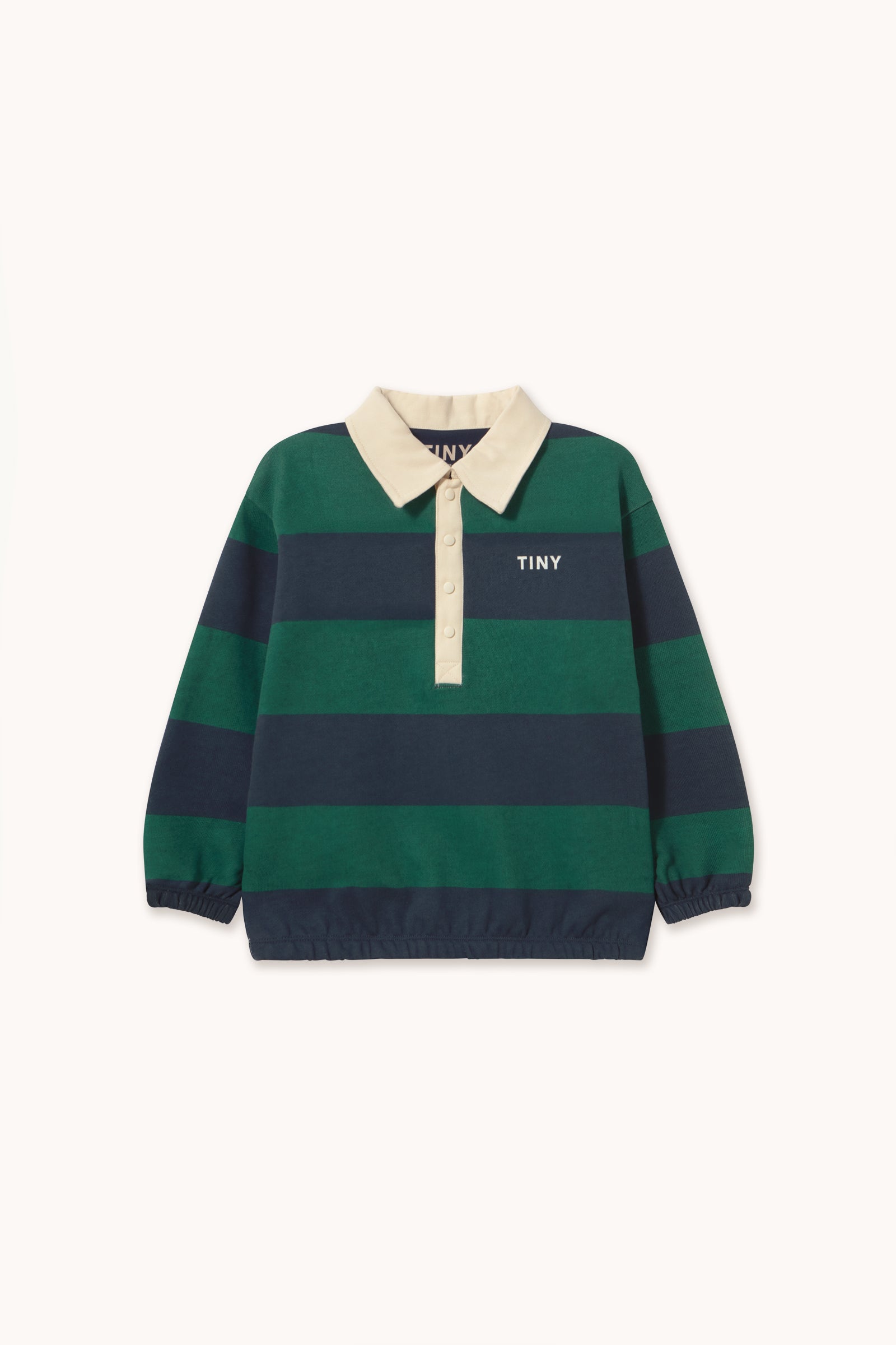 Tiny Cottons Navy Stripes Polo Sweatshirt - Dark Green