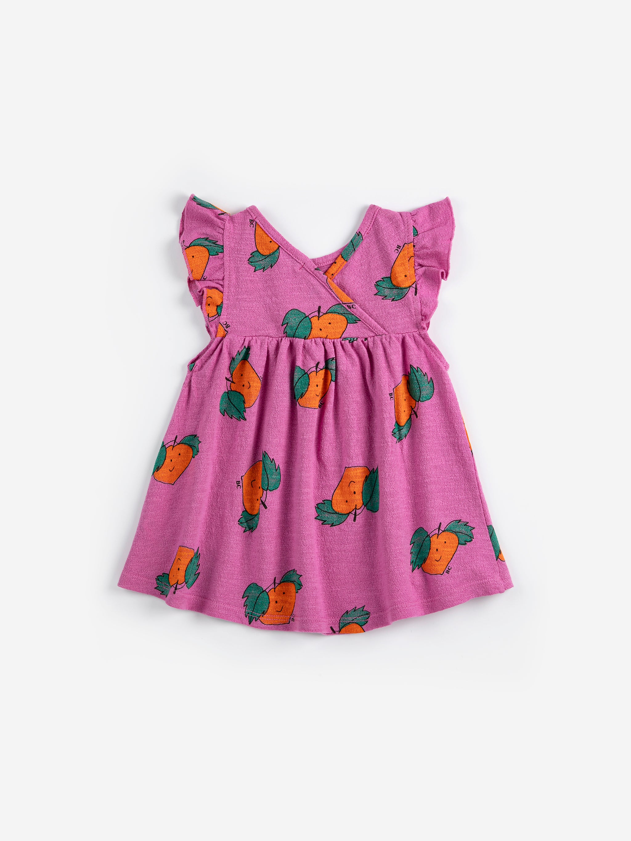 Bobo Choses Baby Tangerine All Over Ruffled Dress - Fuchsia