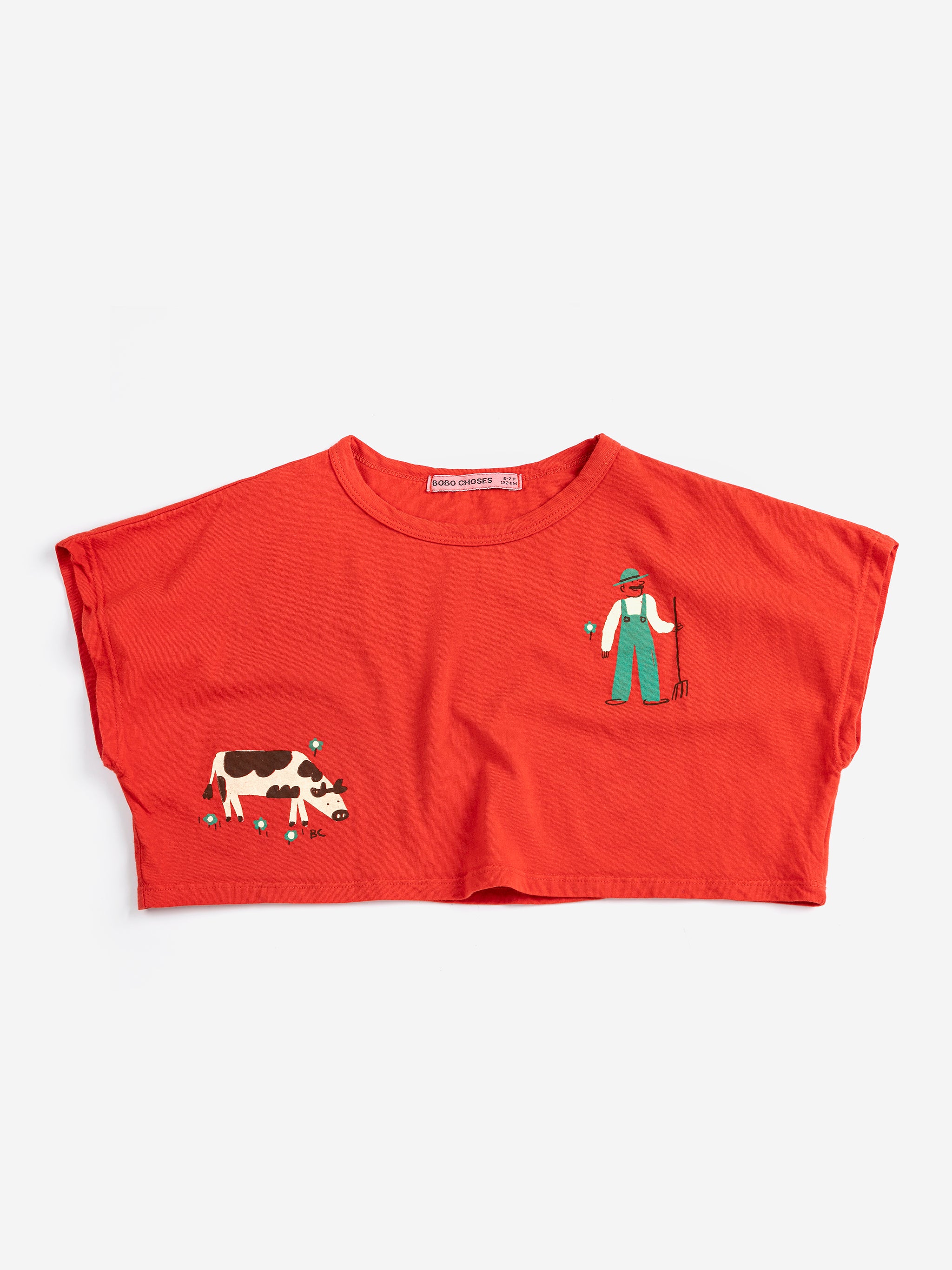 Bobo Choses Farm Adventure Cropped T-shirt - Red