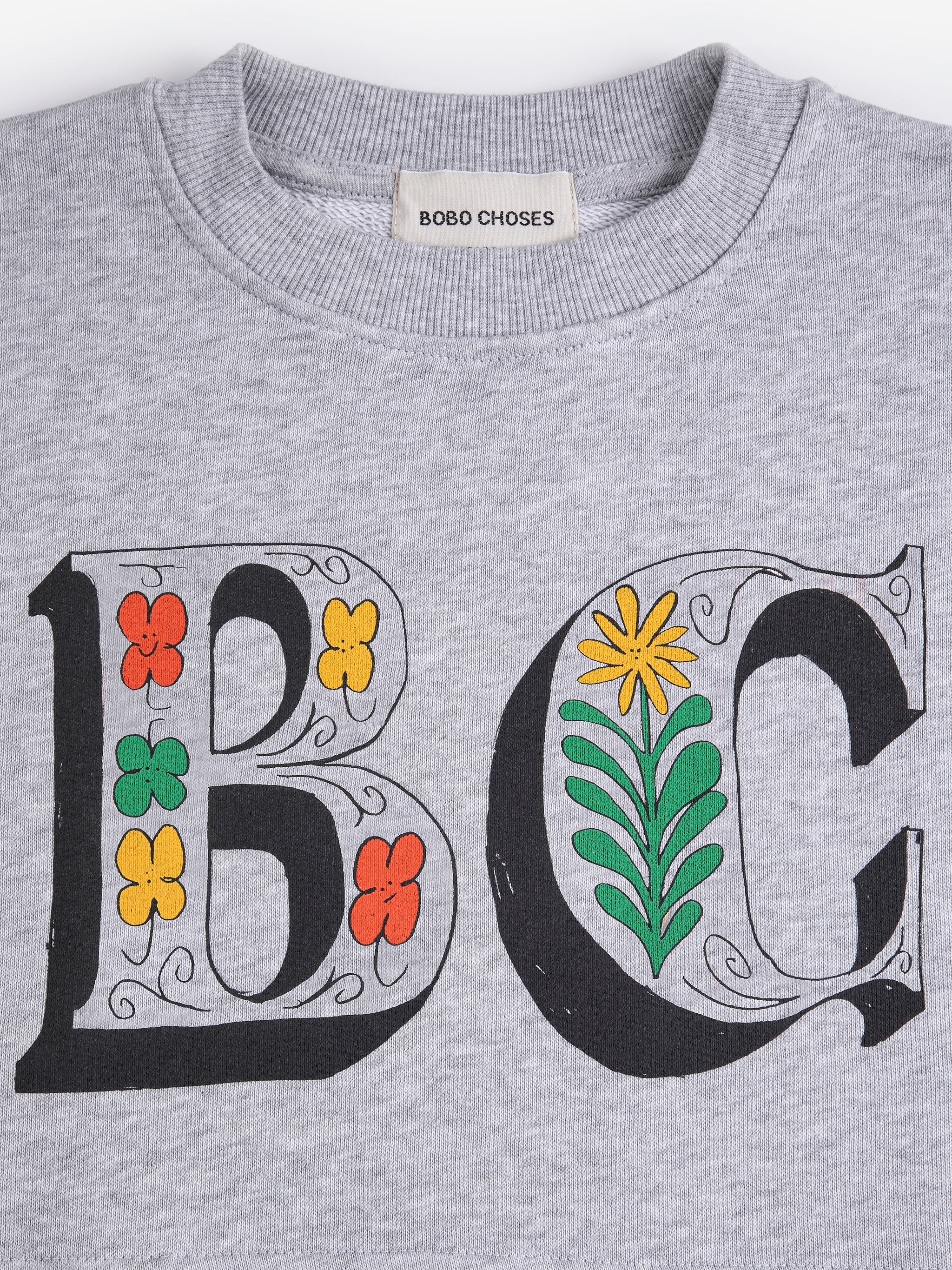 Bobo Choses Spring Letters Cropped Sweatshirt - Heather Grey