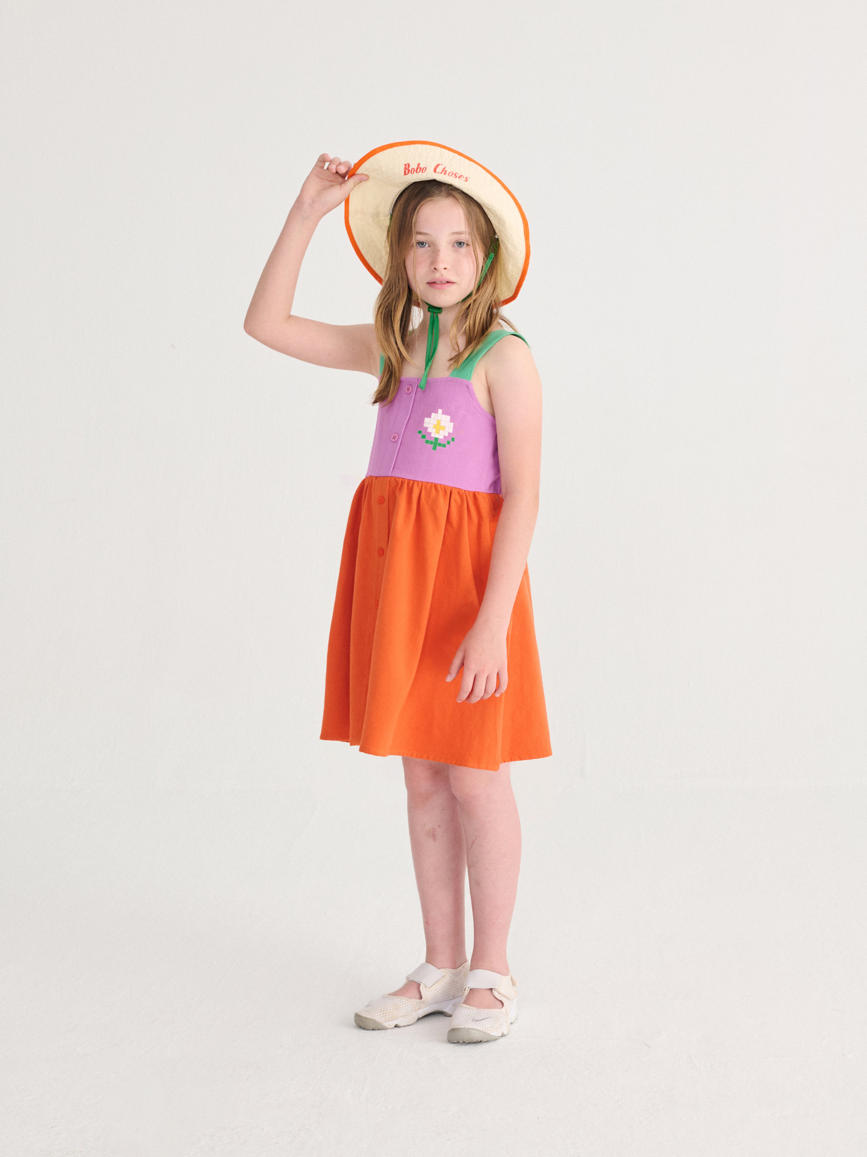 Bobo Choses Pixel Daisy Color Block Woven Dress - Multicolor