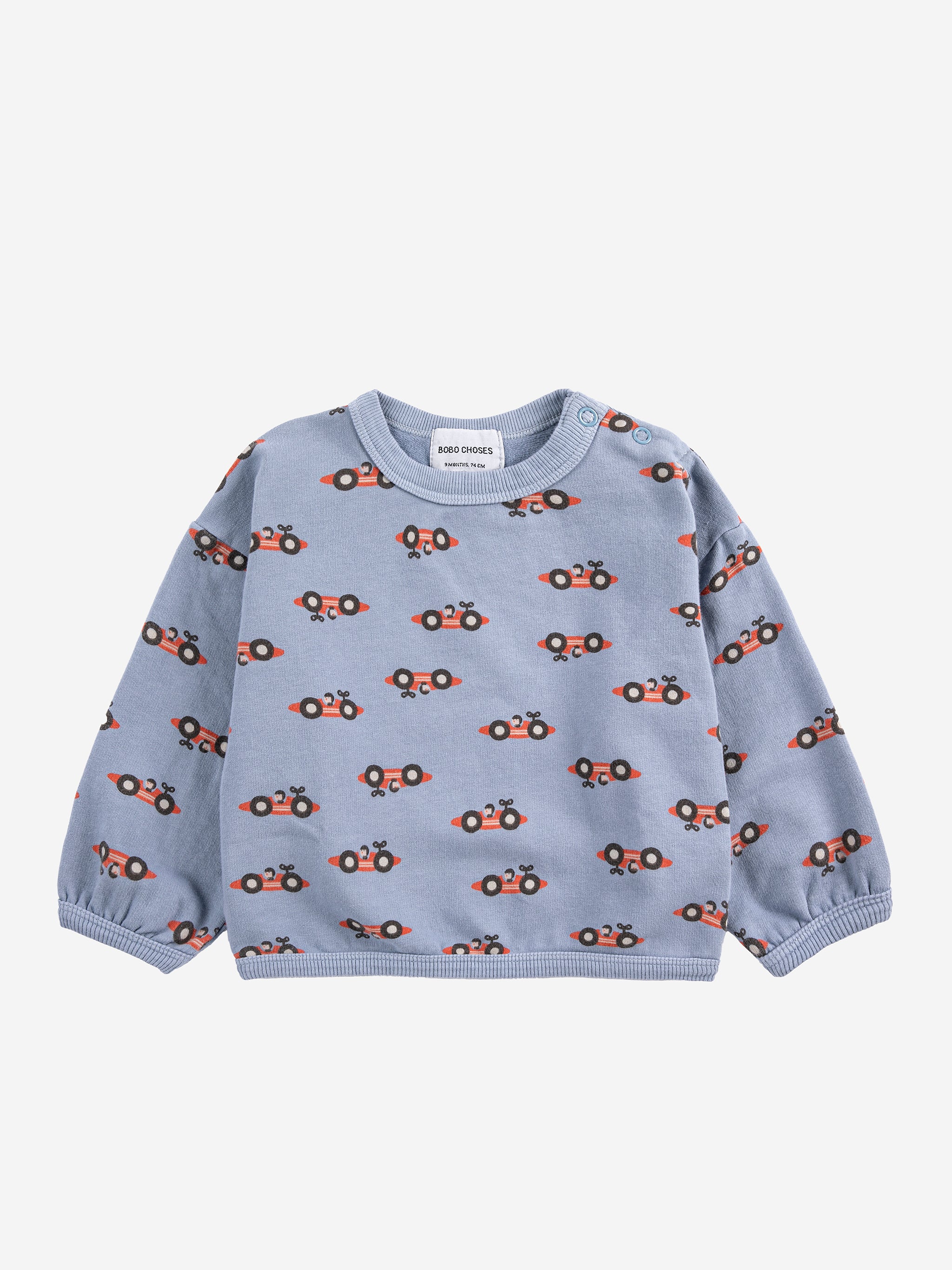 Bobo Choses Baby Race Car All Over Sweatshirt - Light Blue