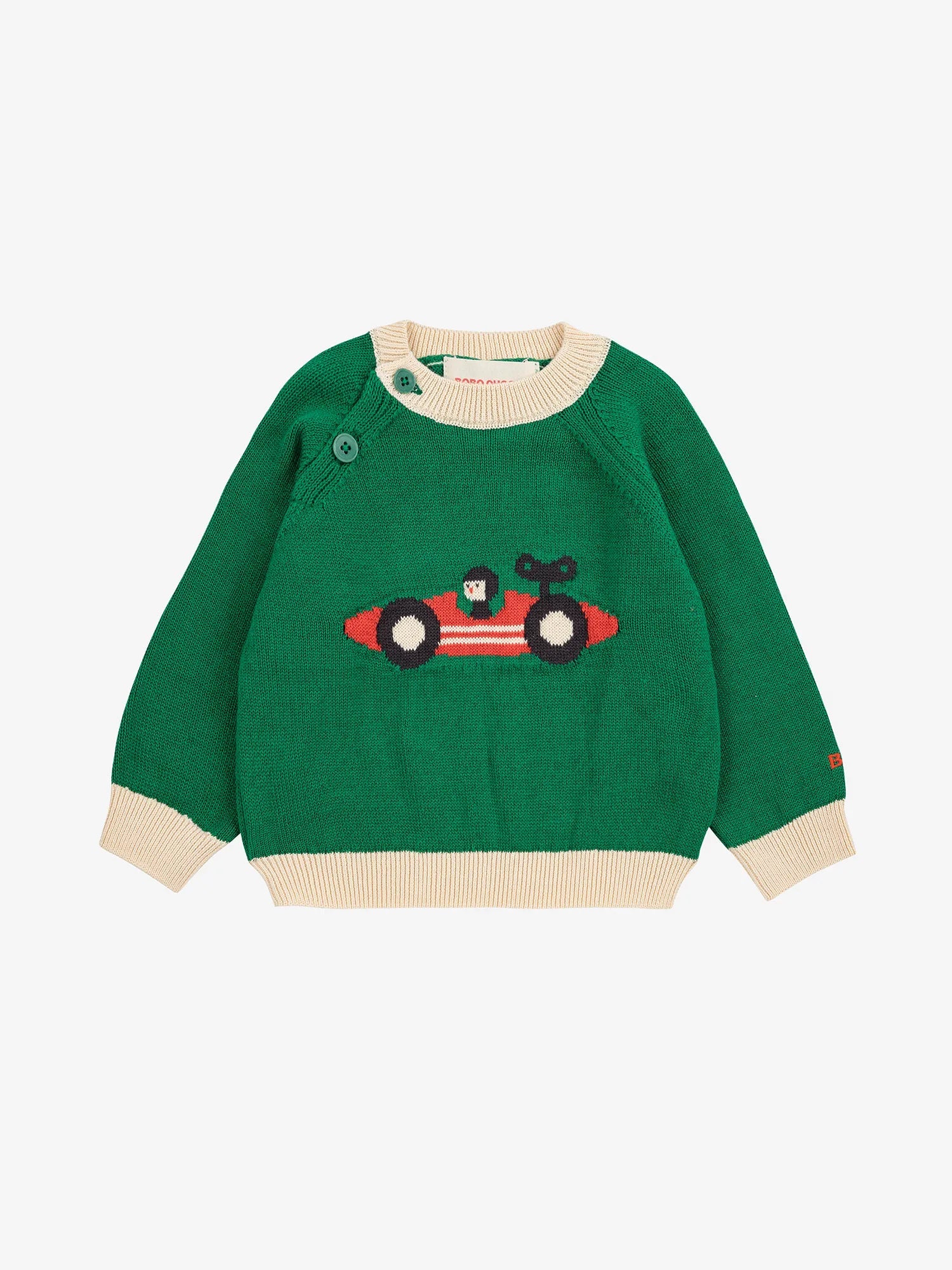 Bobo Choses Baby Race Car Jumper - Off White