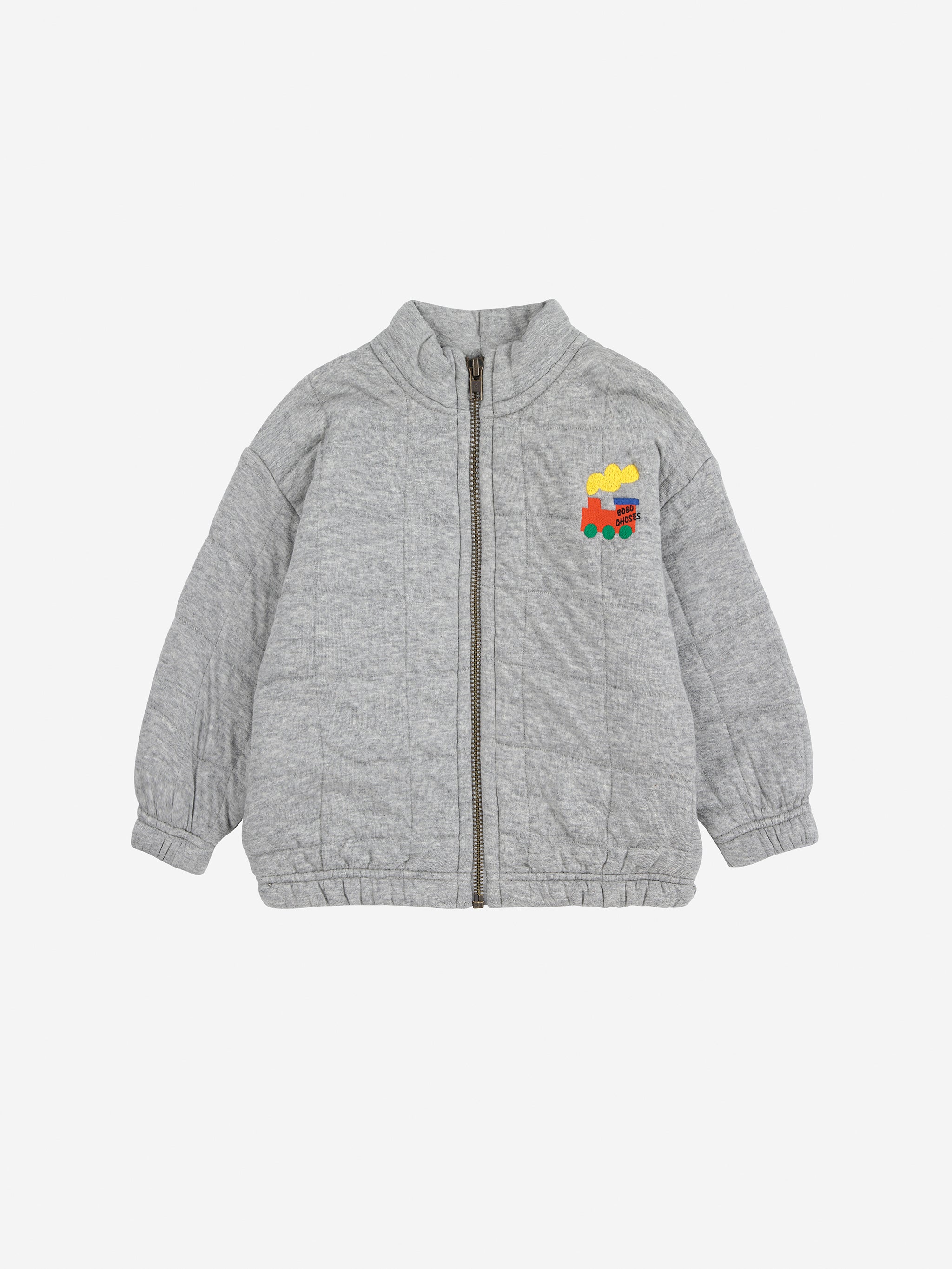 Bobo Choses Baby Bobo Choo Choo Quilted Zipped Sweatshirt - Light Heather Grey